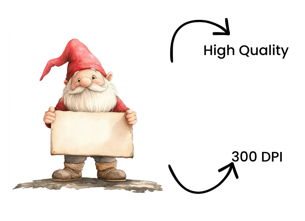 Cute Gnome with Blank Signs Clipart Bundle