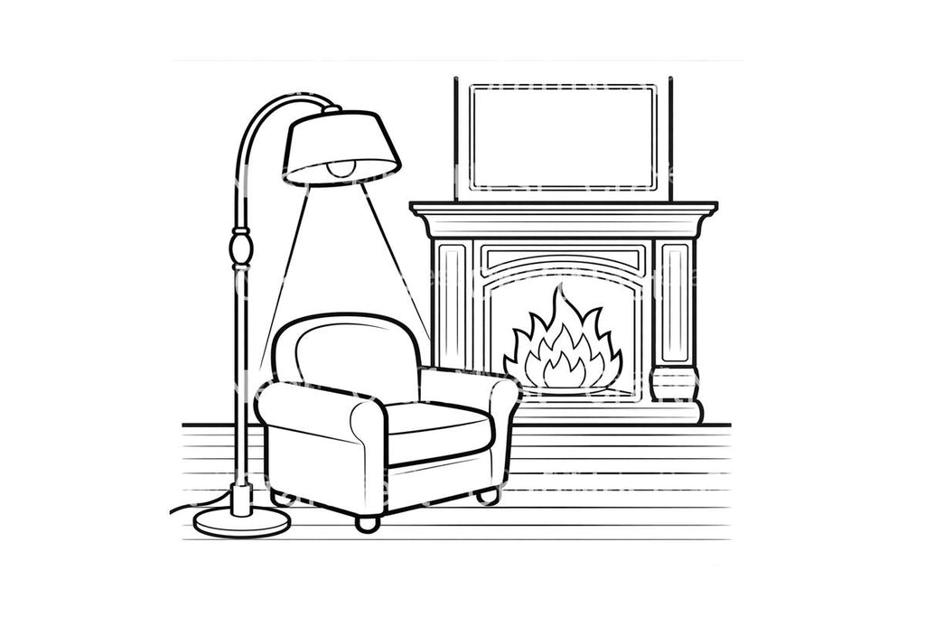 Comforting Fireplace Armchair Coloring Books