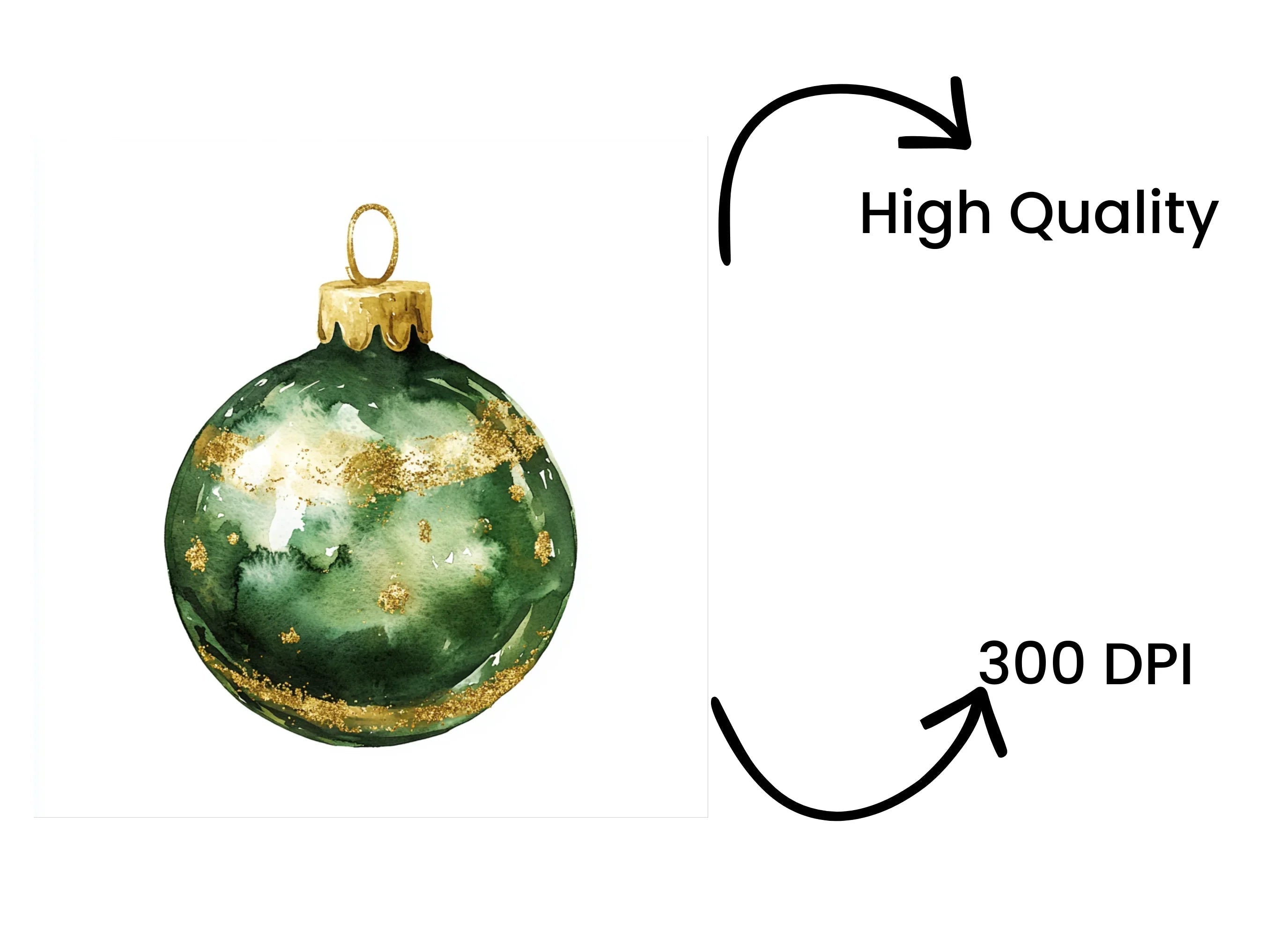 Green Christmas Ornaments Clipart Bundle