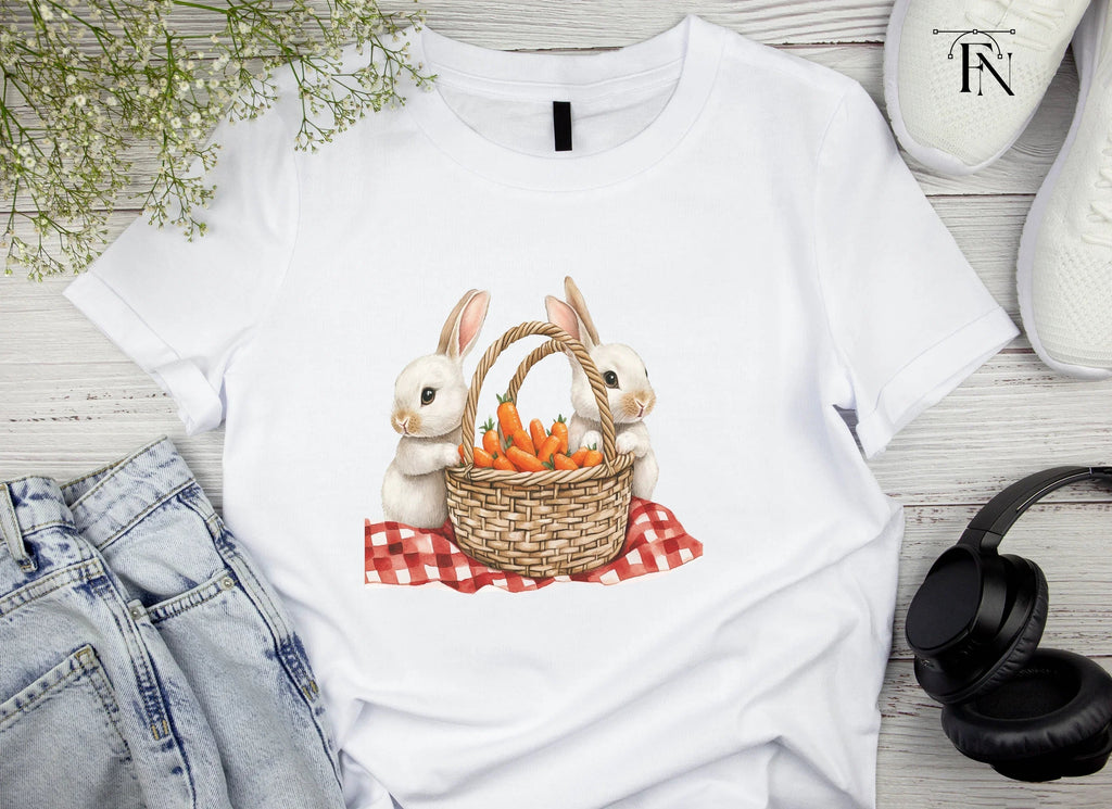 Cute Bunnies with Carrot Baskets Clipart Bundle