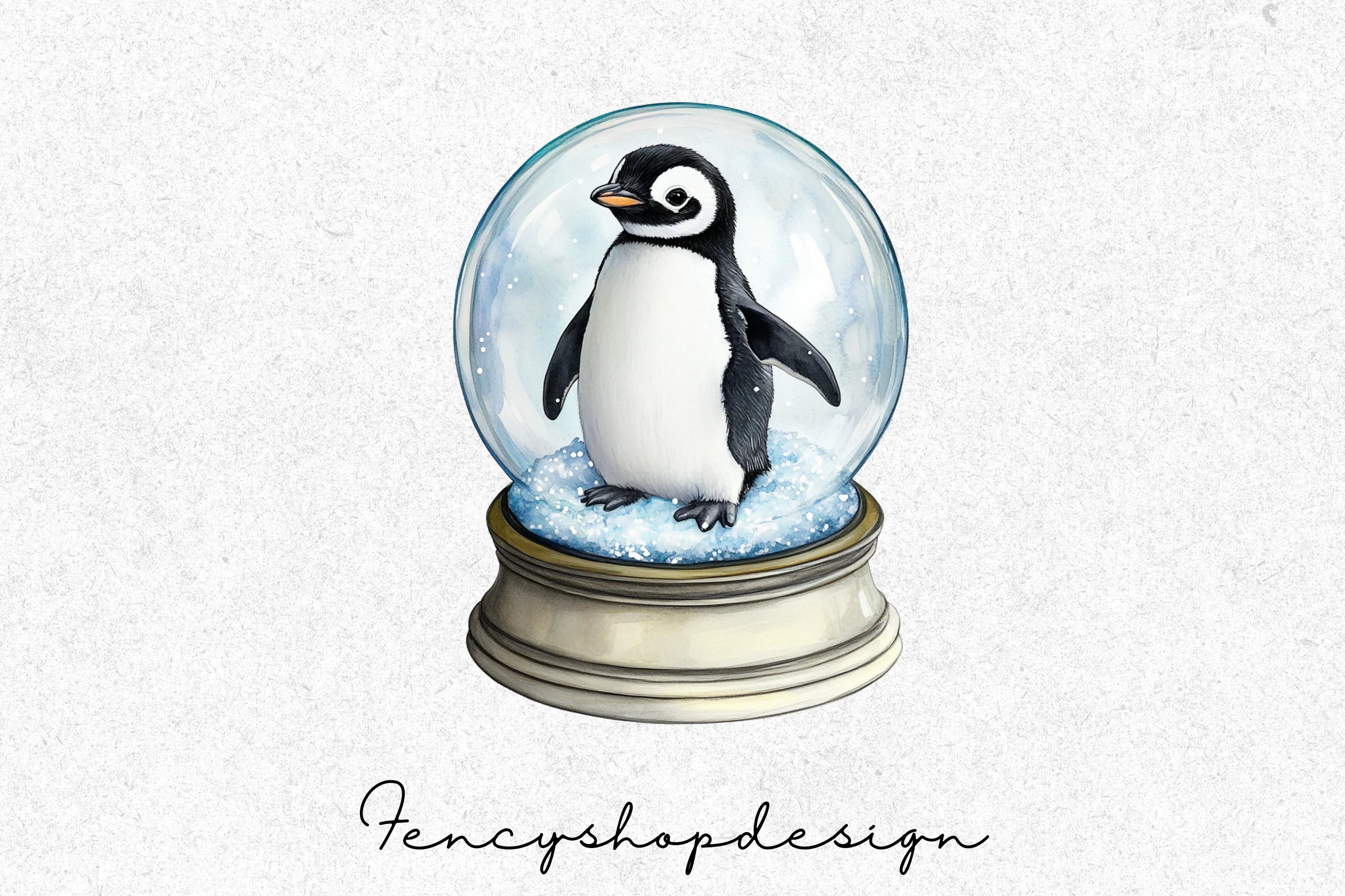 Cute Penguin Snow Globes Clipart Bundle