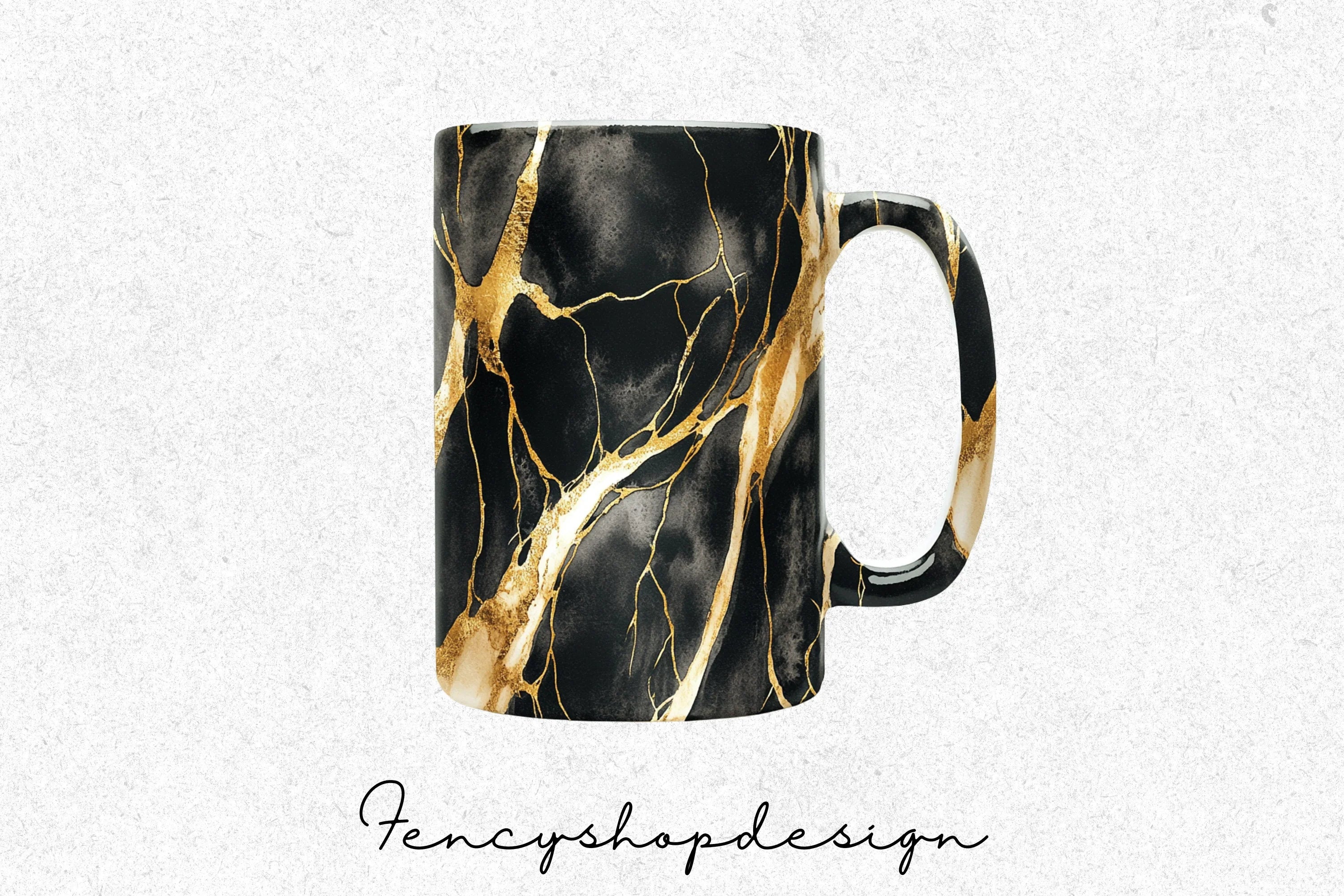 Elegant Black Gold Kintsugi Clipart Bundle