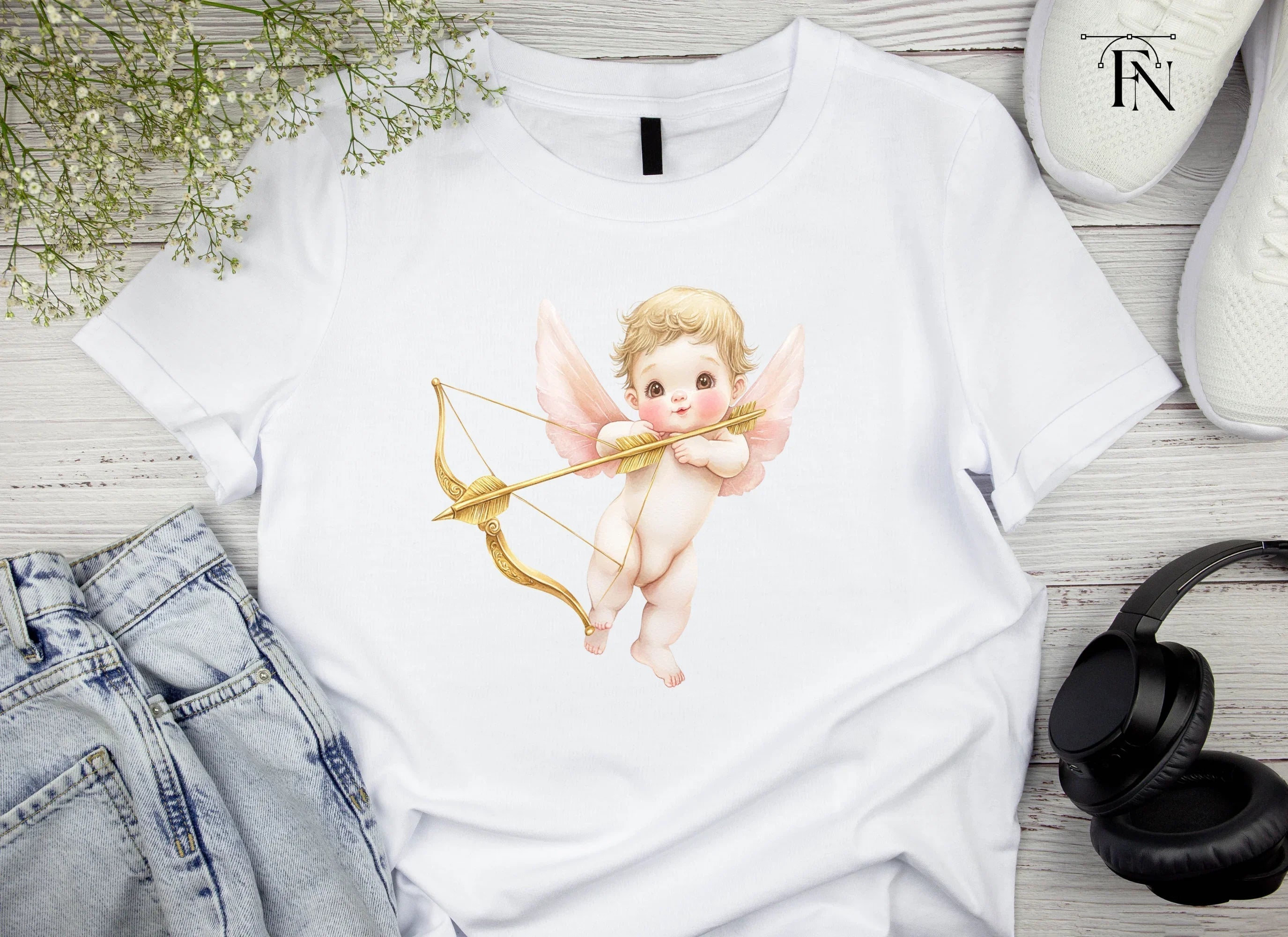 Adorable Cupid Angels with Bows Clipart Bundle