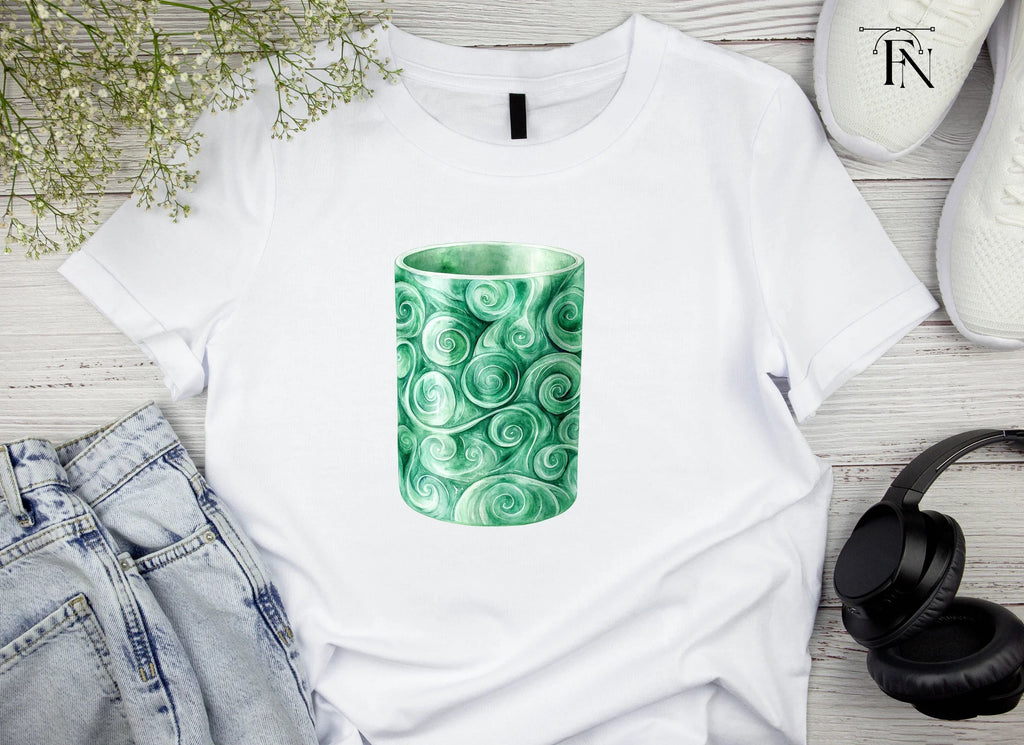 Tall Green Jade Swirl Pattern Clipart Bundle