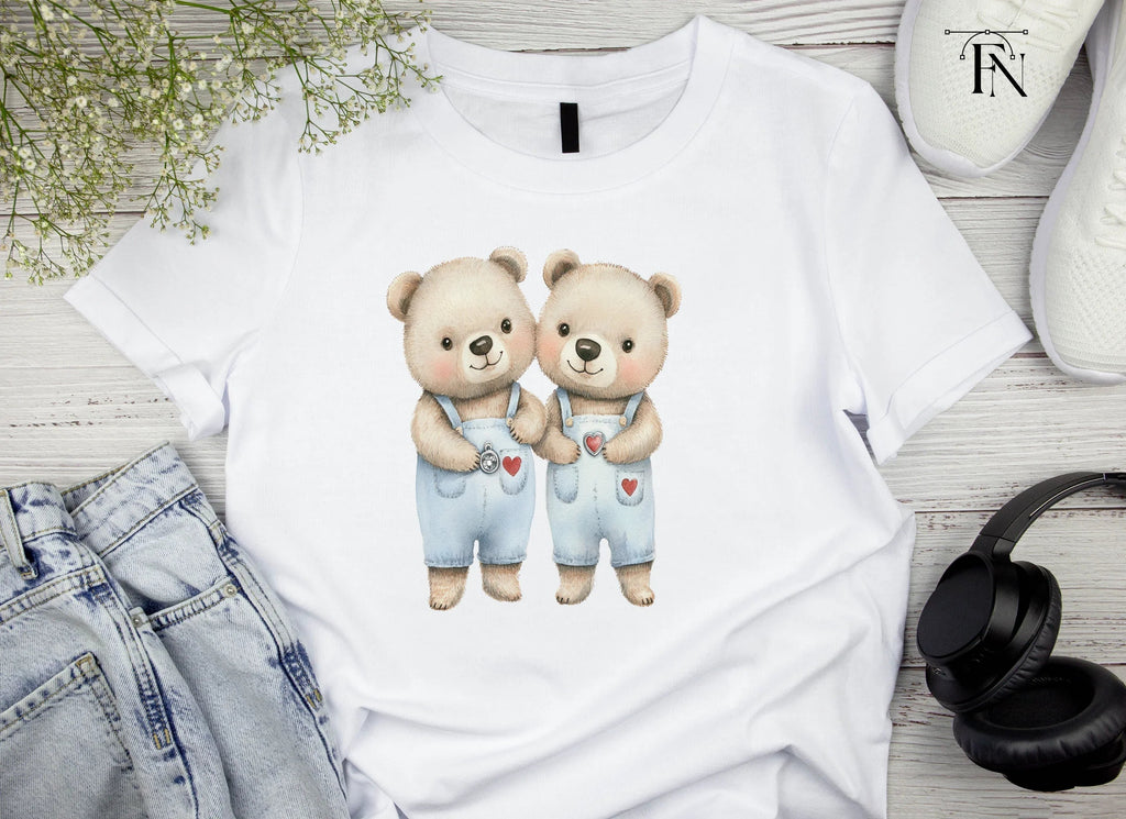 Cute Teddy Bear Twins Clipart Bundle