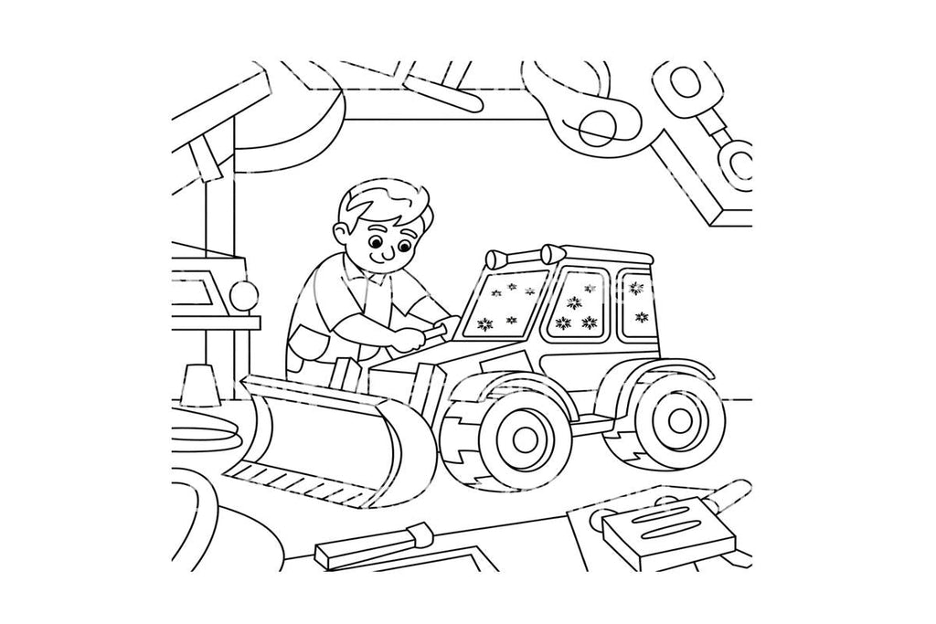 Christmas Elf and Boy Building Toy Coloring Books