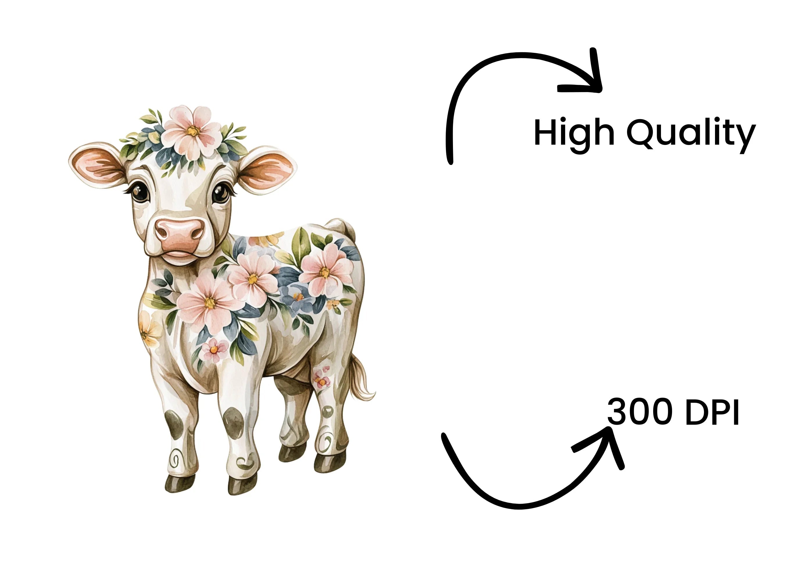 Cute Floral Calf Clipart Bundle