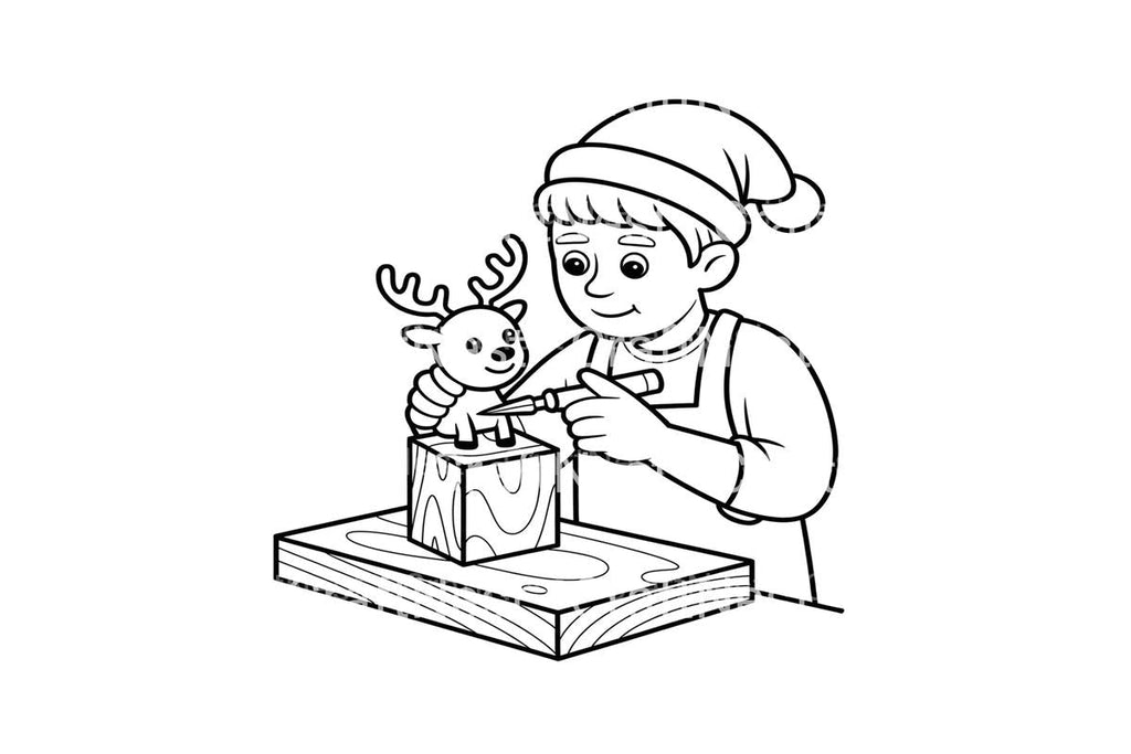 Carving Reindeer Christmas Coloring Books