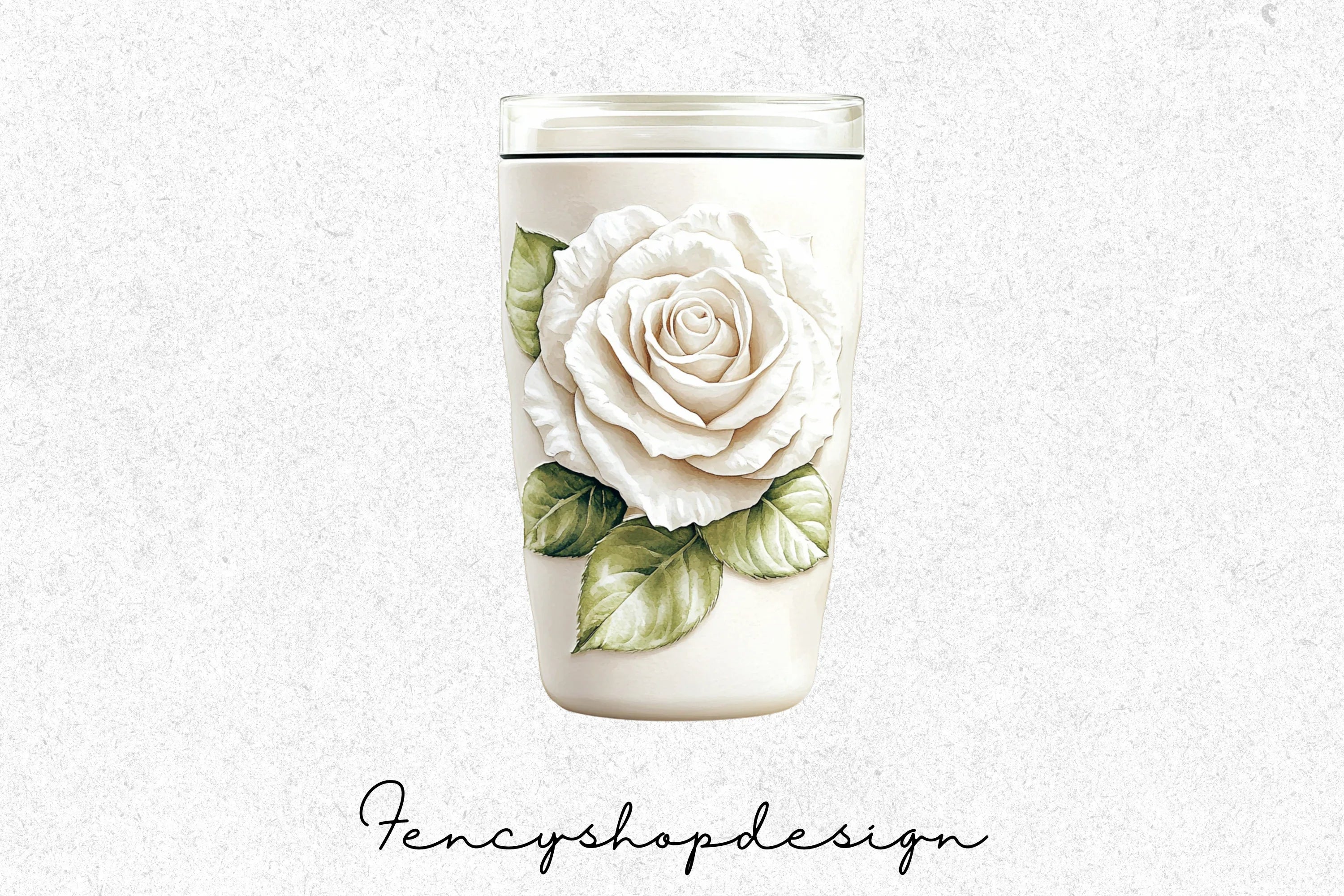 Elegant White Rose Tumbler Clipart Bundle