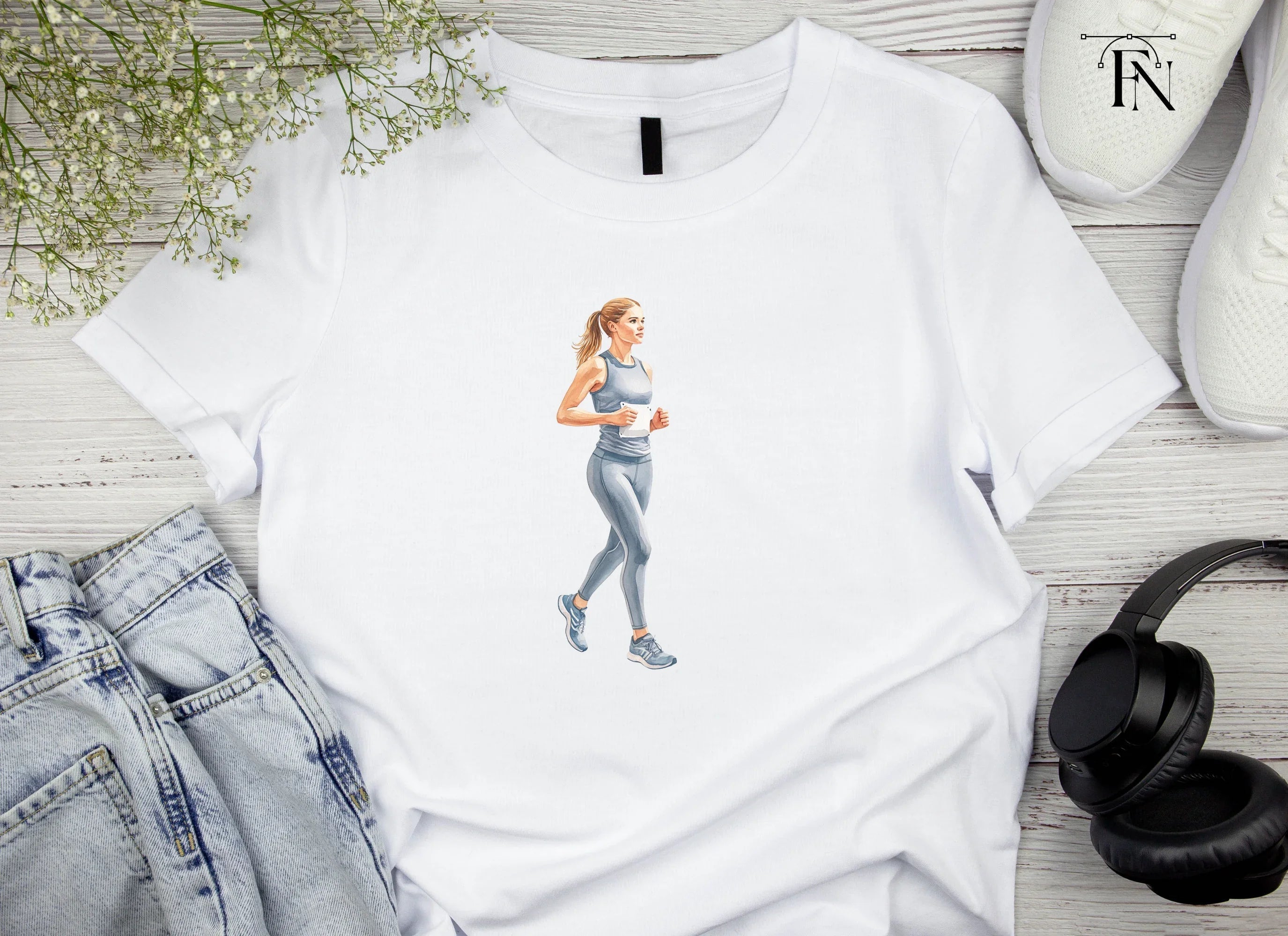 Fitness Woman Jogging Clipart Bundle
