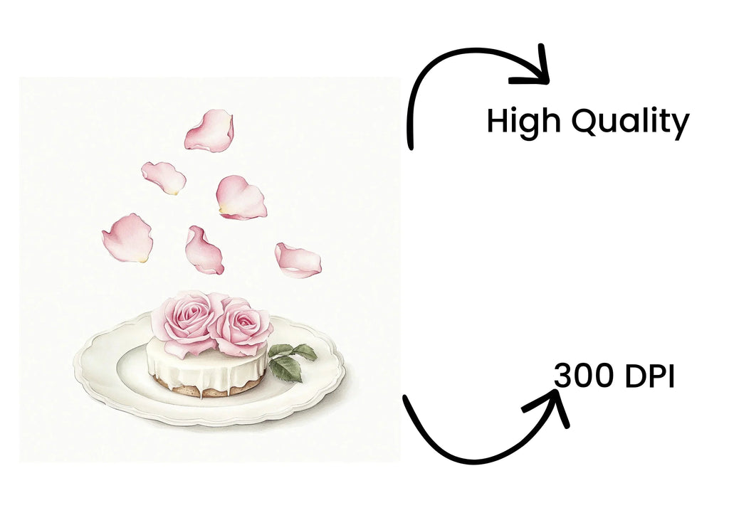 Romantic Rose Cupcake Clipart Bundle