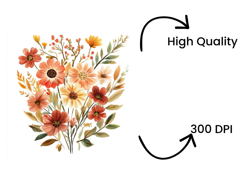 Warm Toned Autumn Flower Bouquets Clipart Bundle