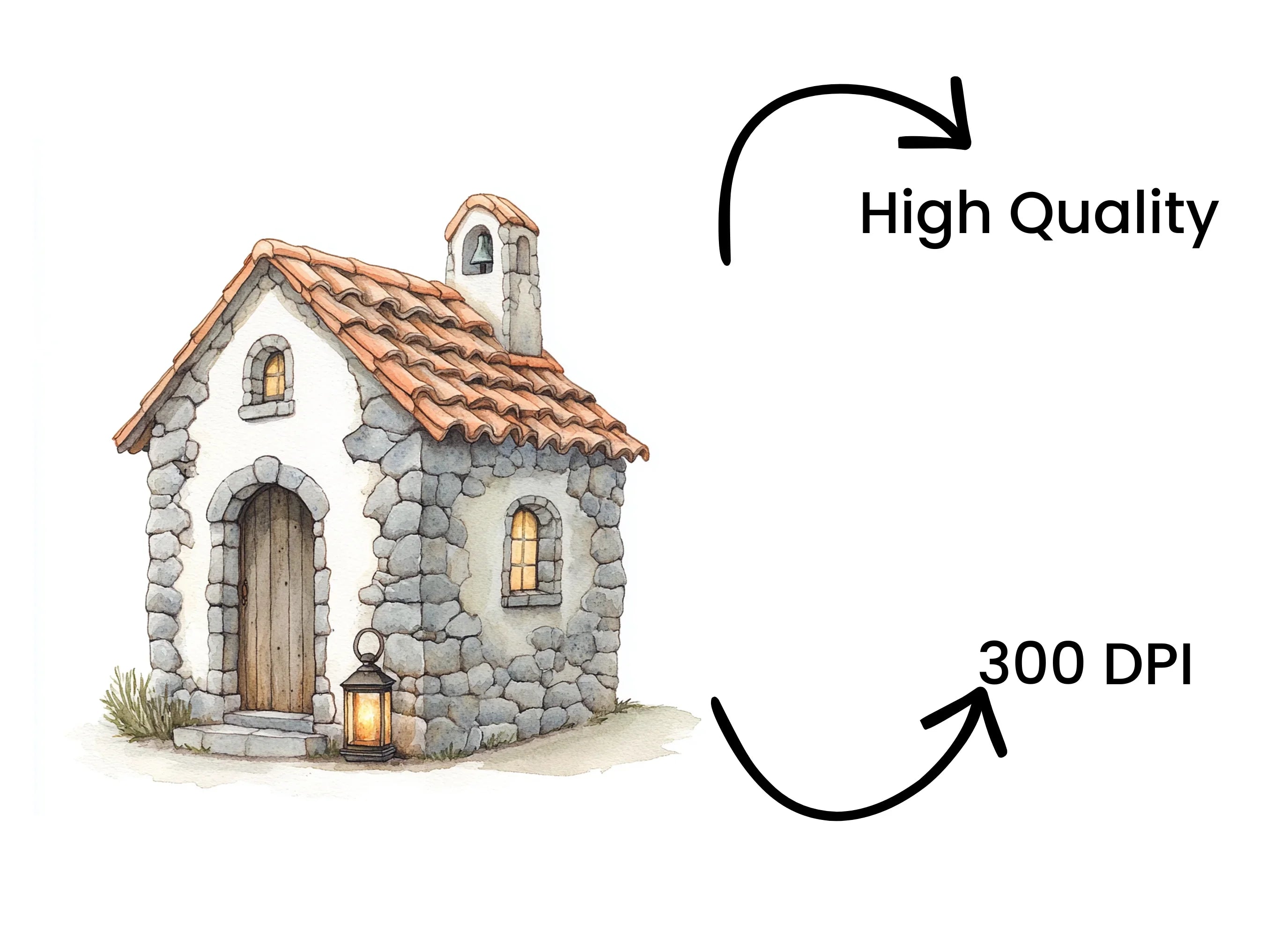 Charming Stone Cottages Clipart Bundle