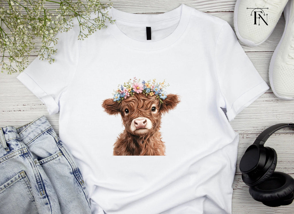 Cute Highland Cow Flower Crown Clipart Bundle