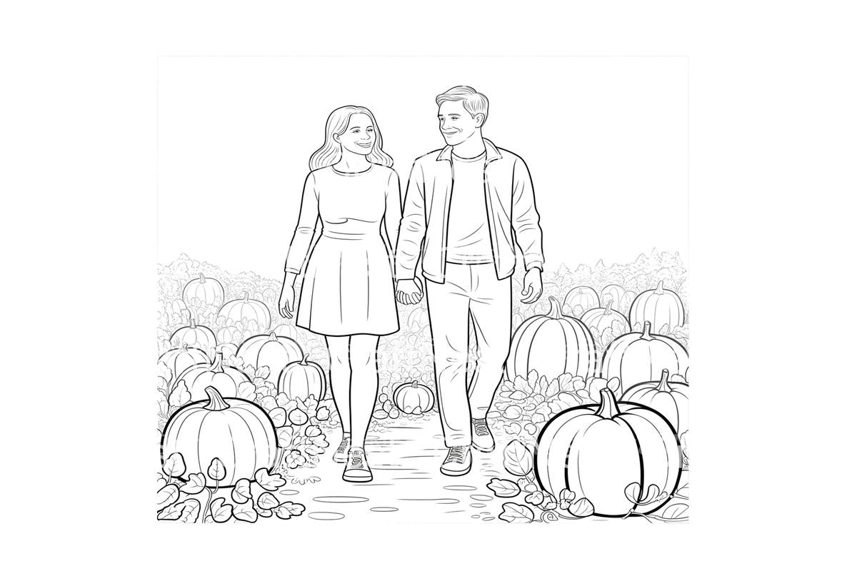 Couple Pumpkin Patch Coloring Books