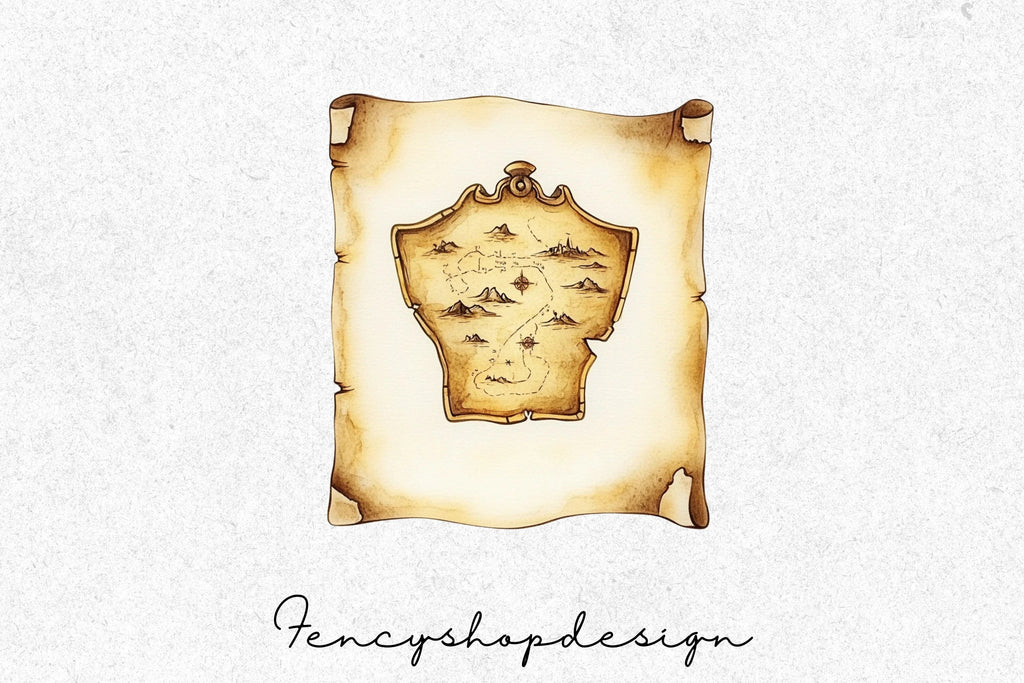 Vintage Treasure Maps Clipart Bundle