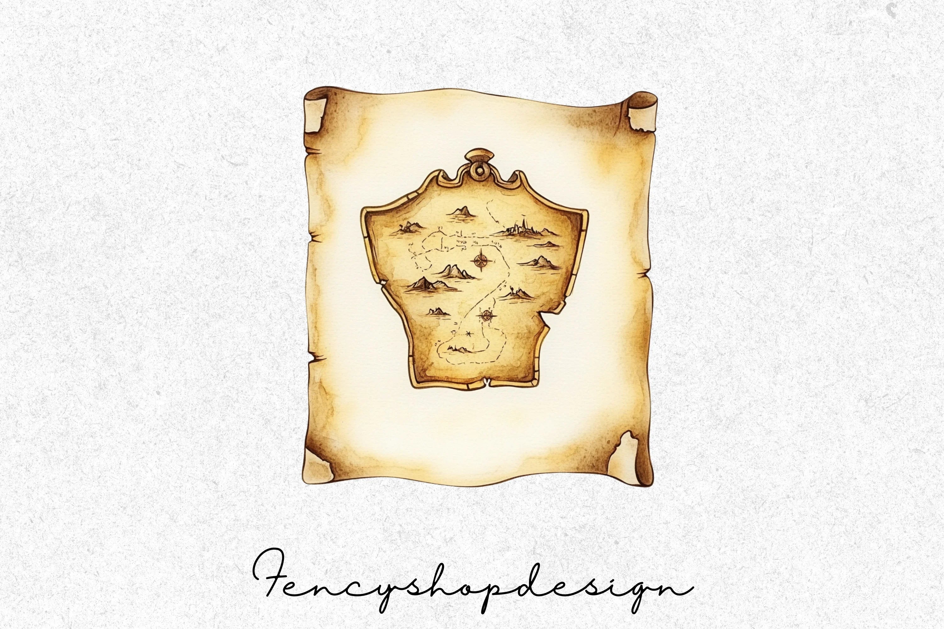 Vintage Treasure Maps Clipart Bundle