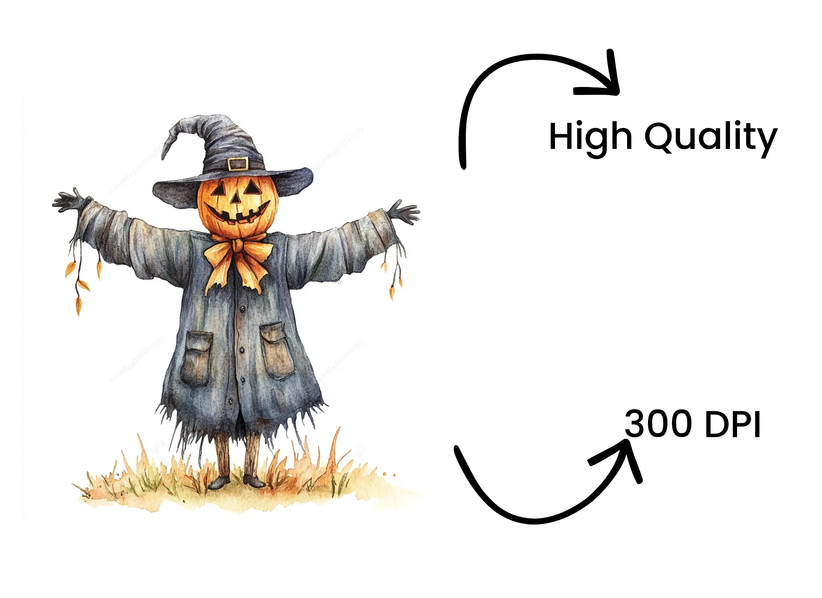 Cute Scarecrow Halloween Clipart Bundle