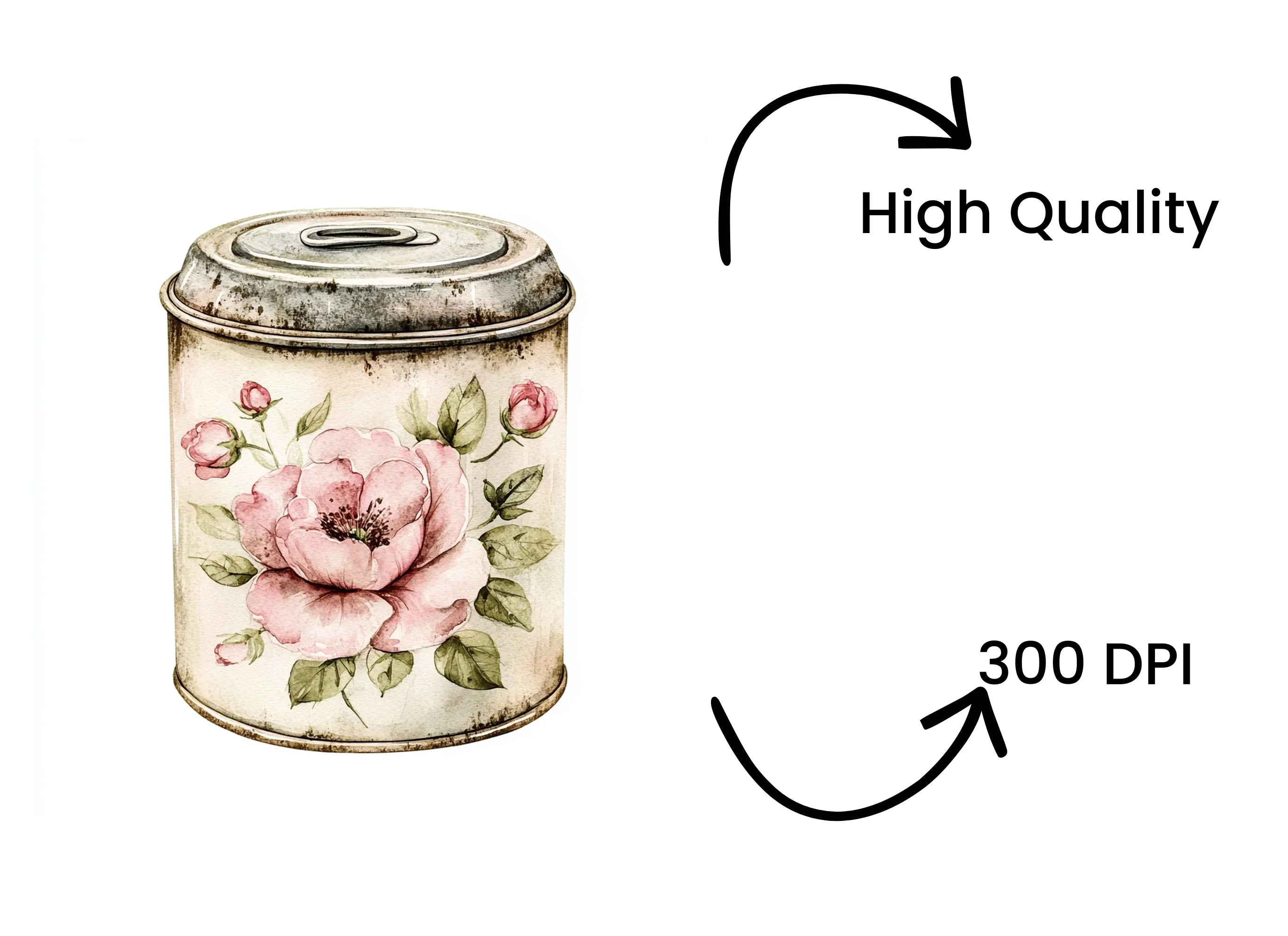 Shabby Chic Floral Canister Clipart Bundle