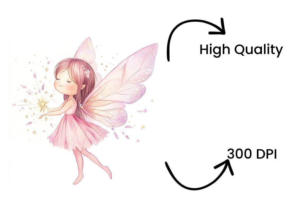 Pink and Gold Fairy Clipart Bundle