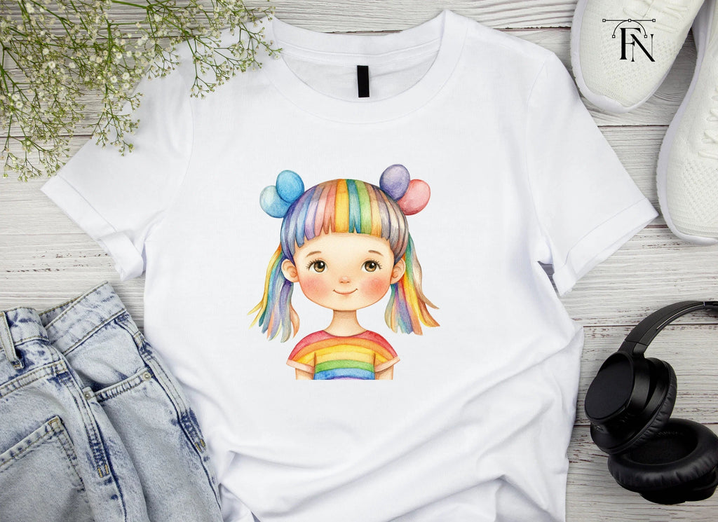 Rainbow Hair Girl Clipart Bundle