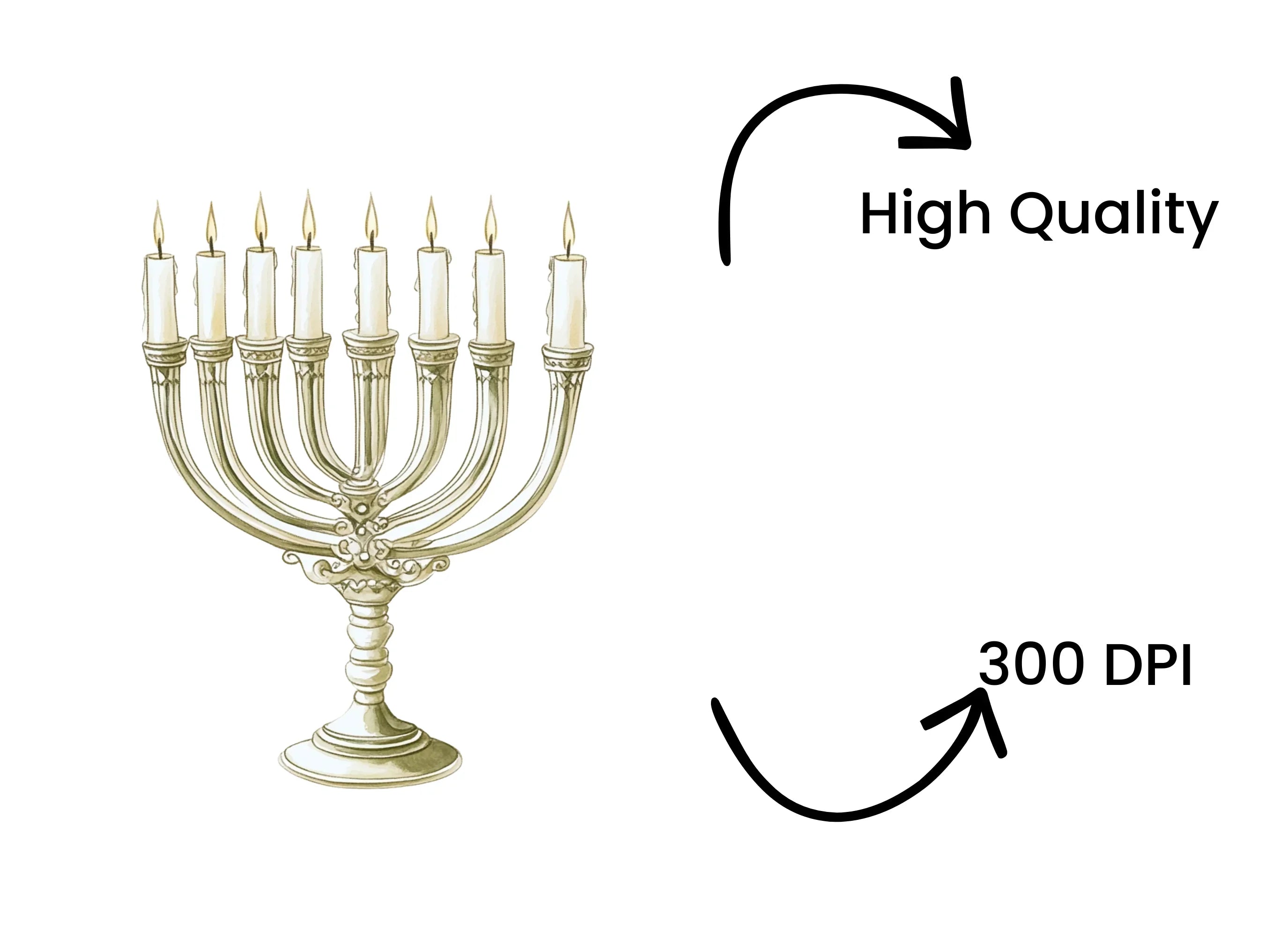 Elegant Hanukkah Menorah Clipart Bundle