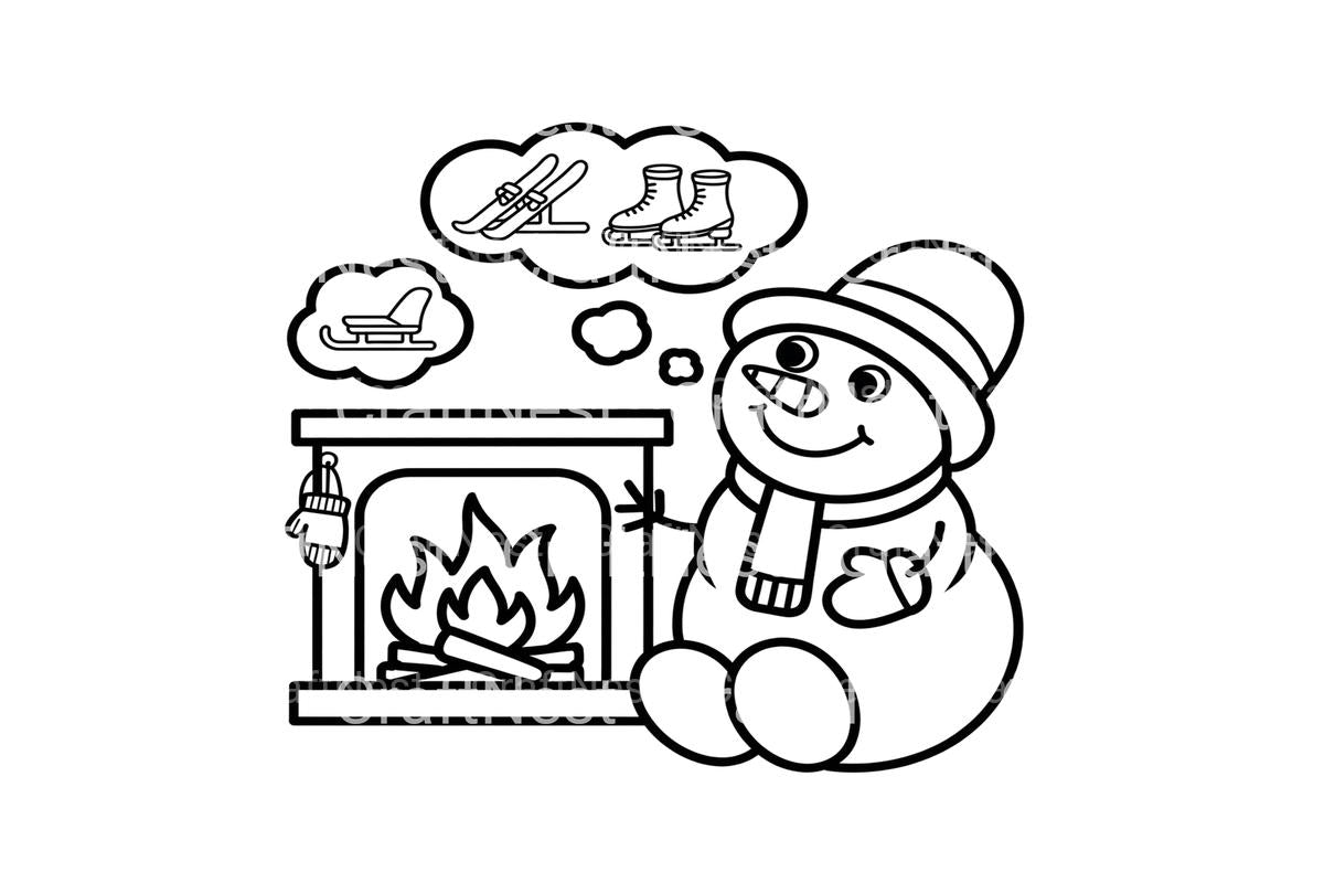 Cozy Snowman by Fireplace Coloring Books