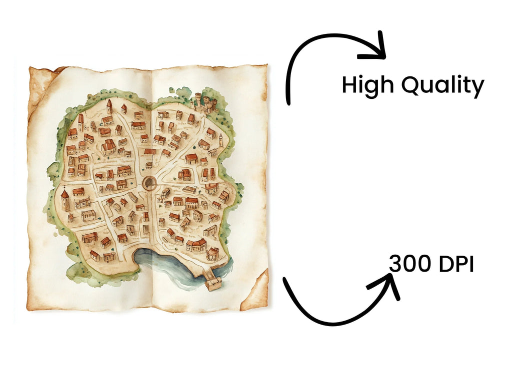 Fantasy Town Maps Clipart Bundle
