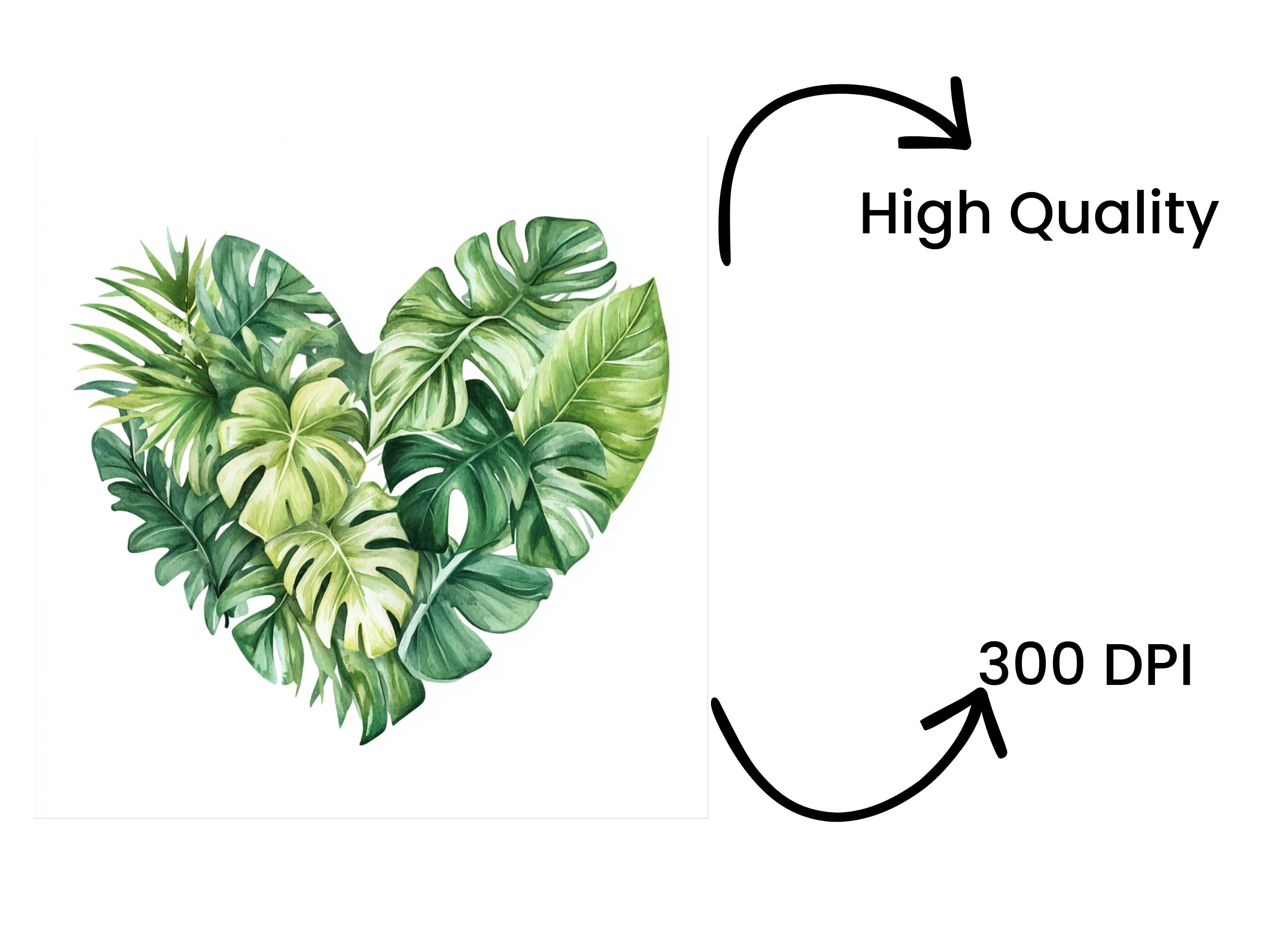 Tropical Leaf Heart Clipart Bundle