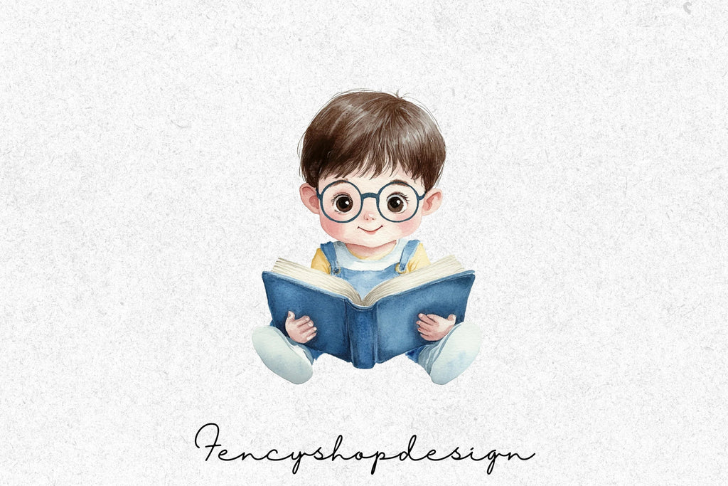 Adorable Kids Reading Books Clipart Bundle