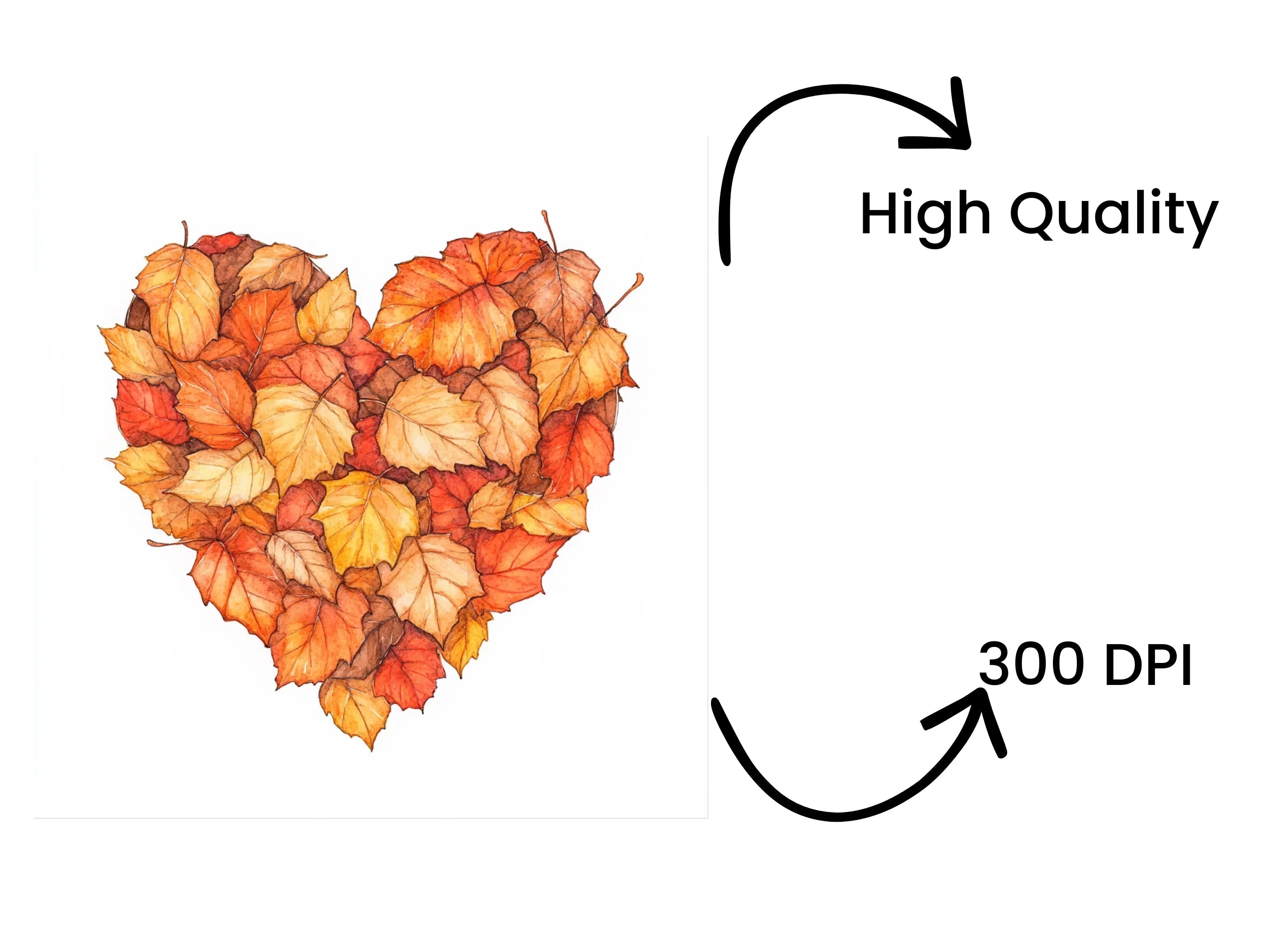 Autumn Leaves Heart Clipart Bundle