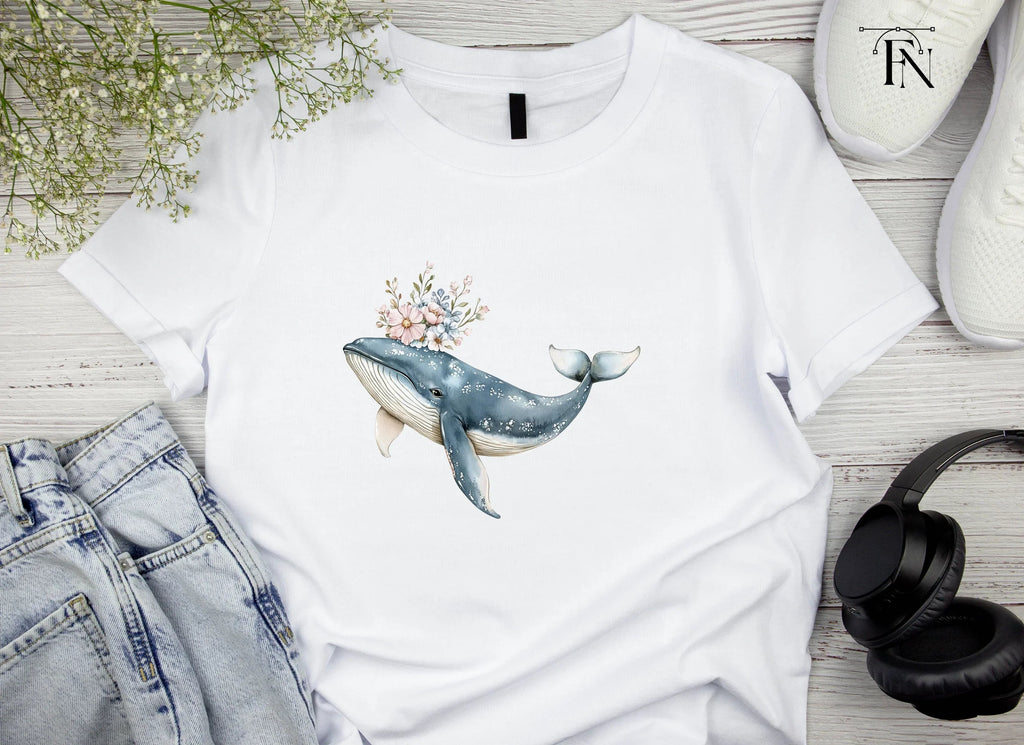 Floral Whales Clipart Bundle
