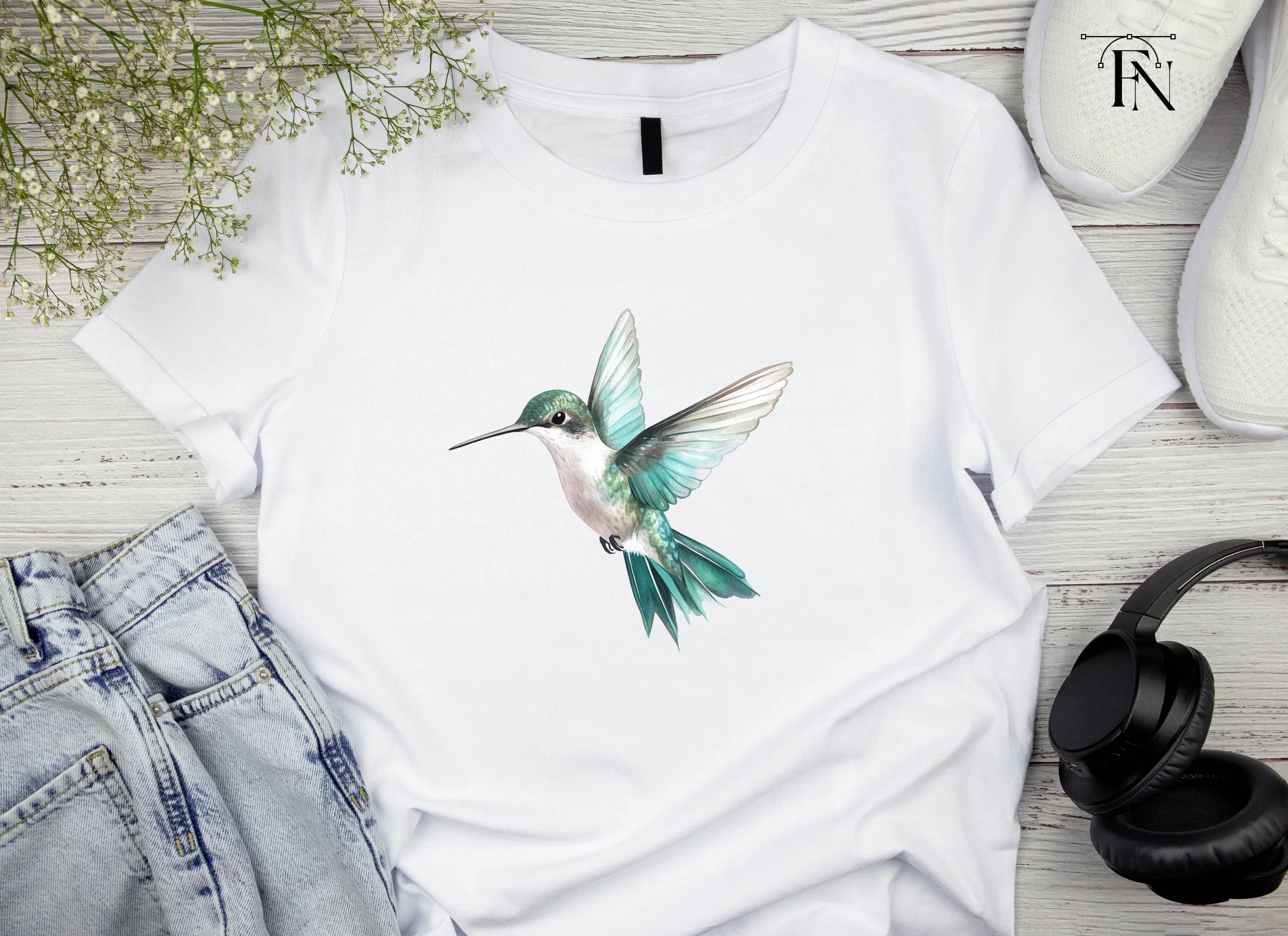 Elegant Flying Hummingbird Clipart Bundle