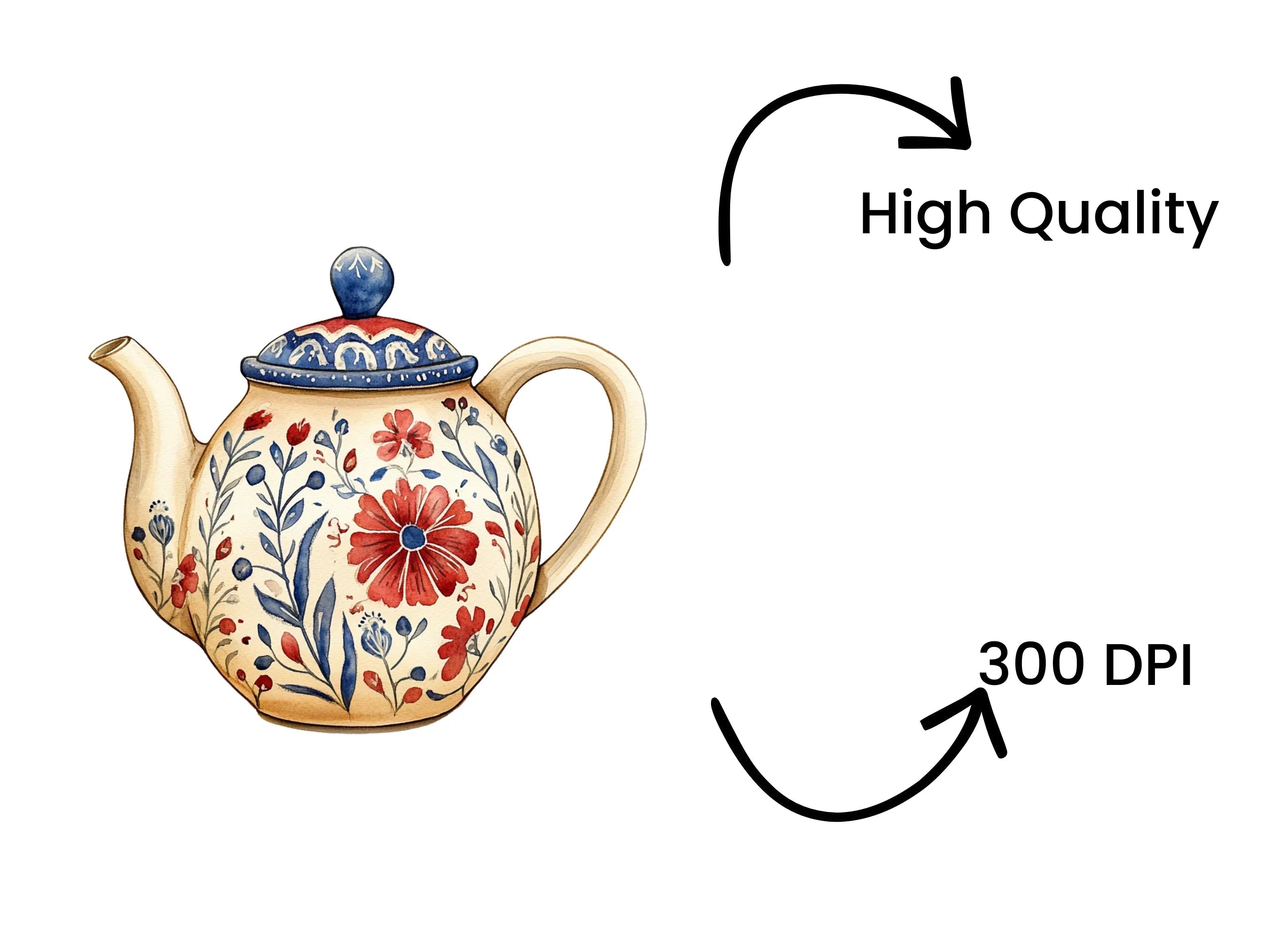 Vintage Floral Teapot Clipart Bundle
