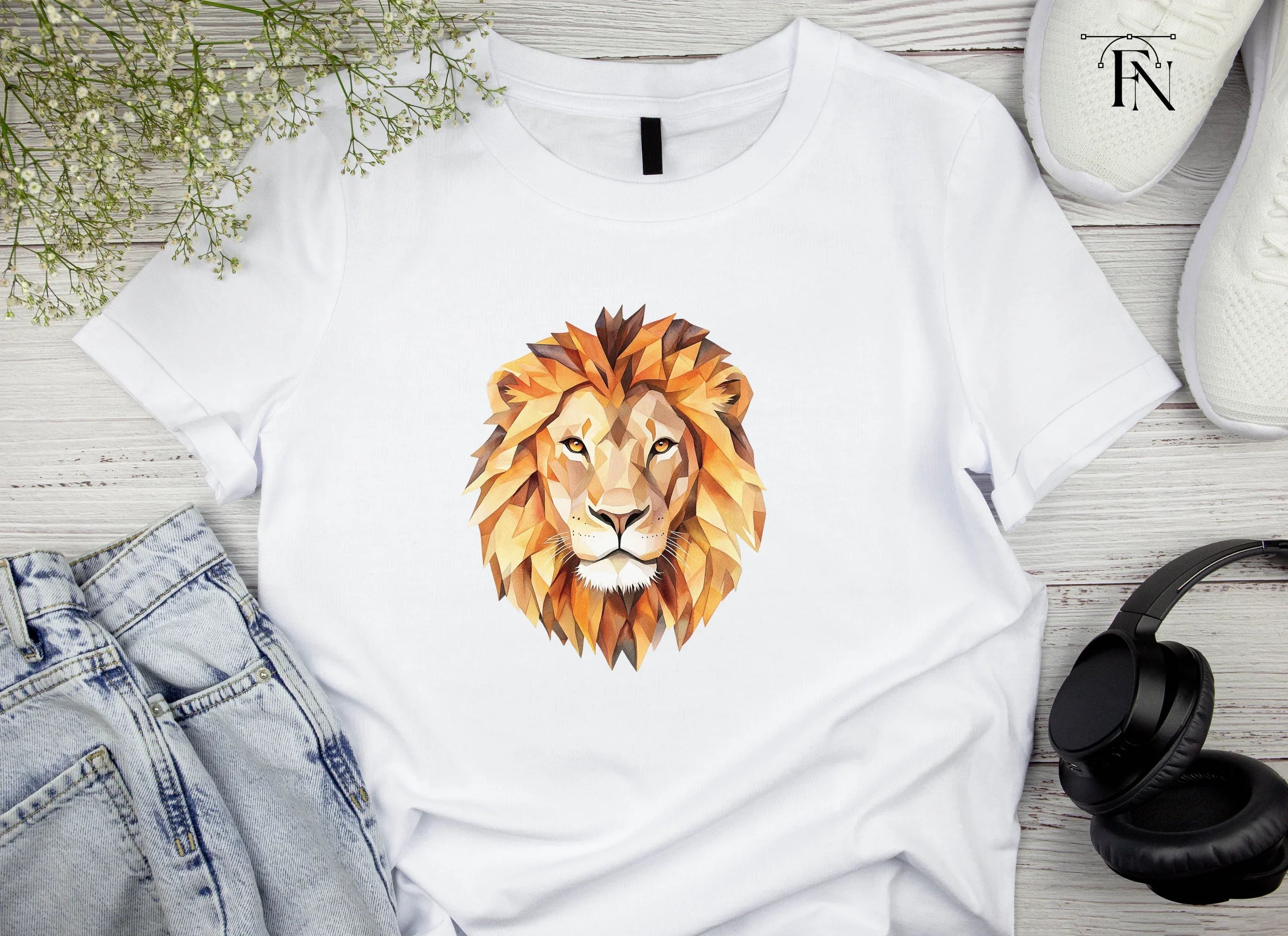 Geometric Lion Head Clipart Bundle