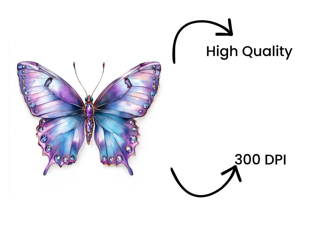 Jeweled Butterfly Clipart Bundle