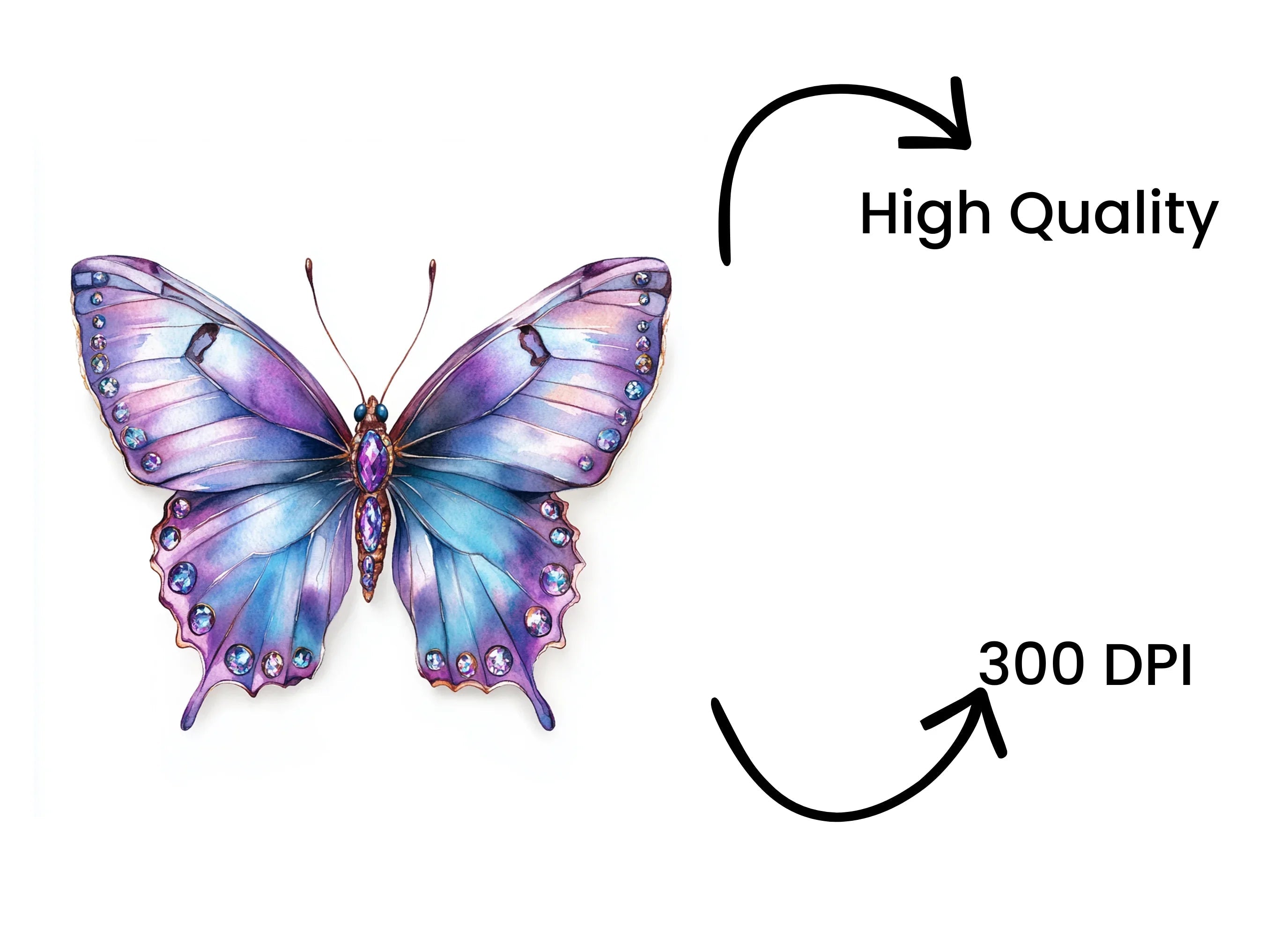 Jeweled Butterfly Clipart Bundle