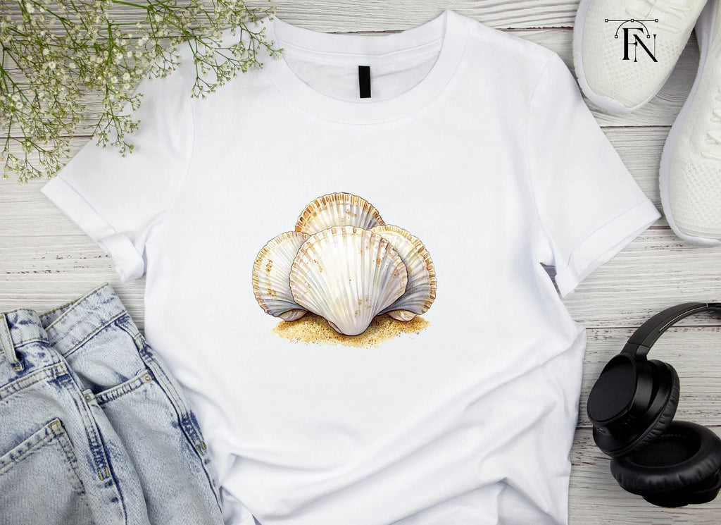 Scallop Shells on Sandy Base Clipart Bundle