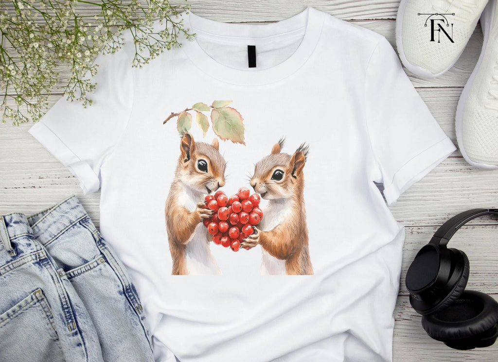 Adorable Squirrels with Berries Clipart Bundle