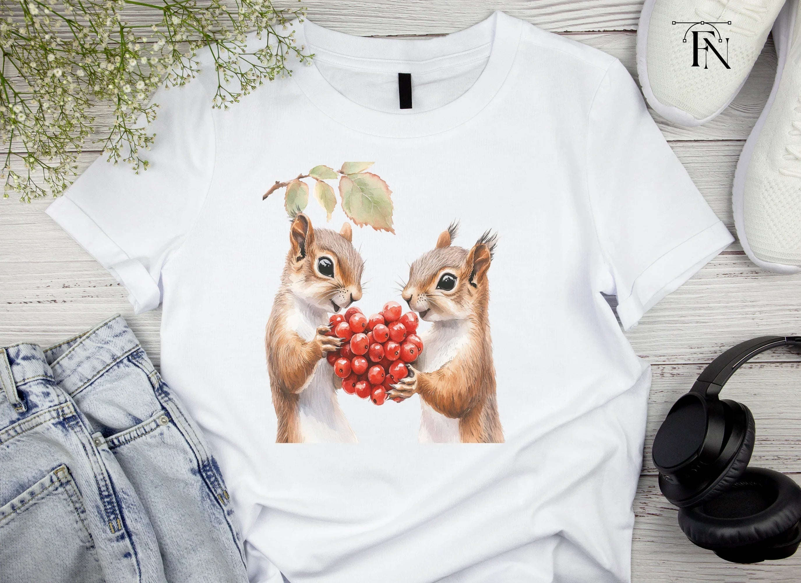 Adorable Squirrels with Berries Clipart Bundle