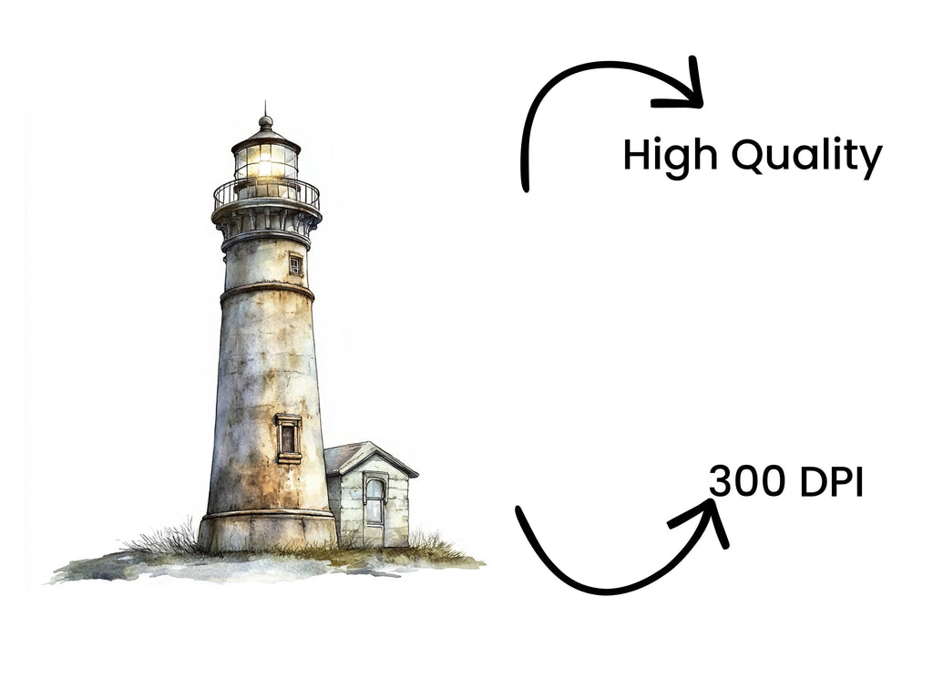 Vintage Lighthouse Illustration Clipart Bundle