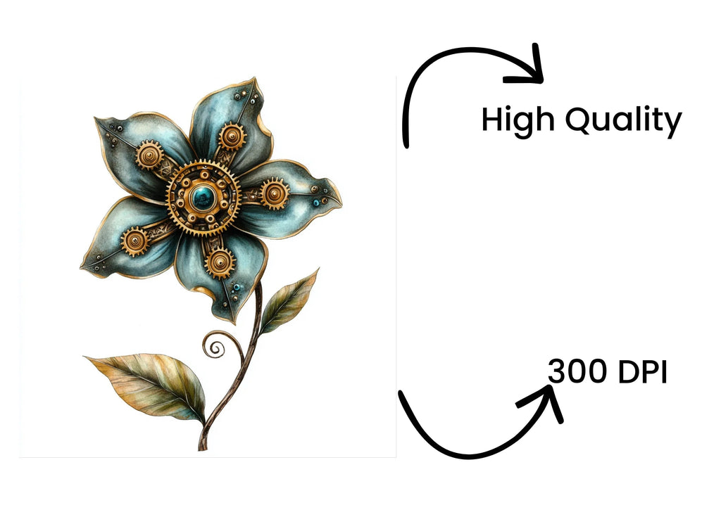 Steampunk Flower Clipart Bundle