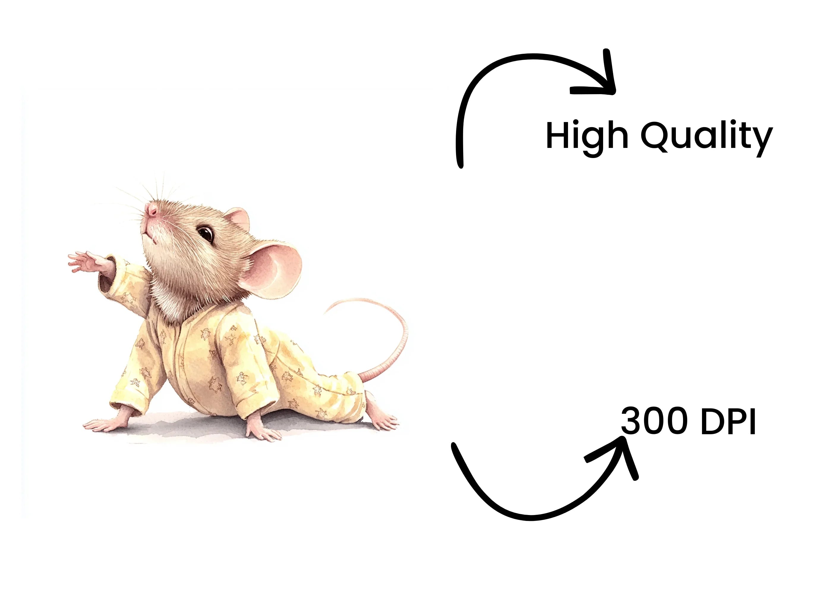 Cute Mice in Yellow Pajamas Clipart Bundle