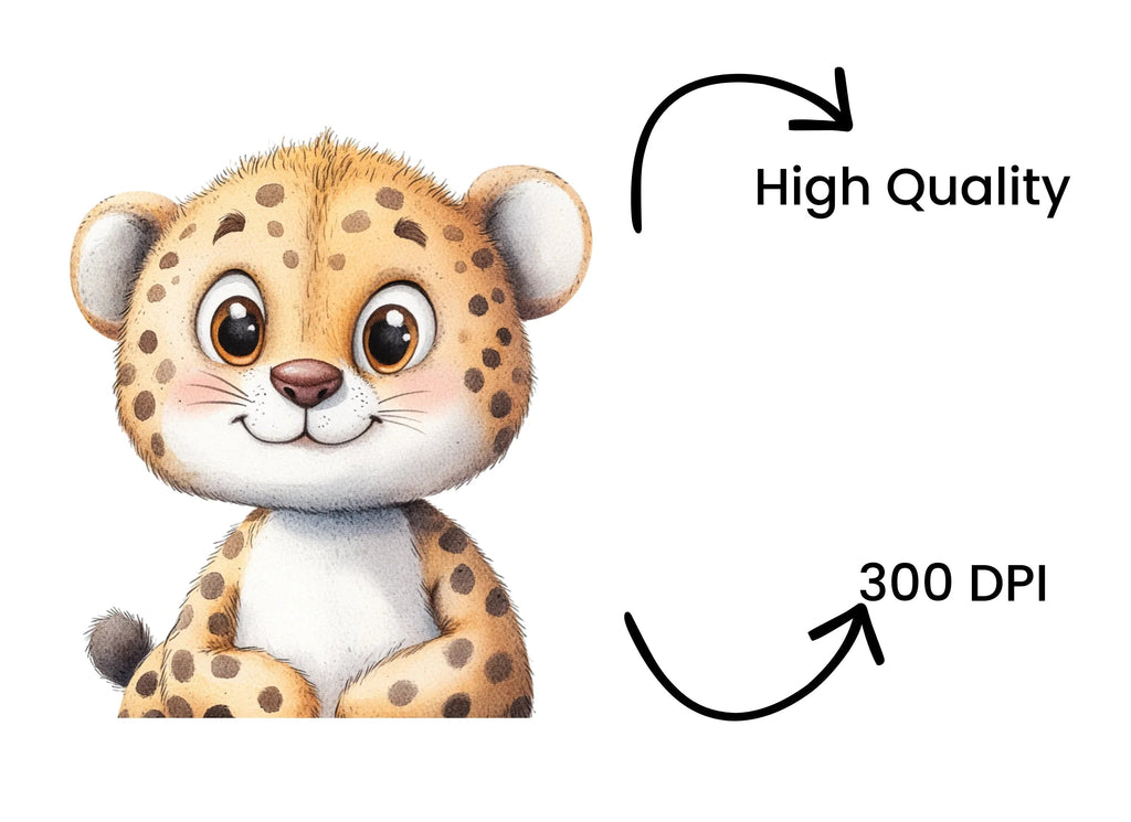 Cute Baby Cheetah Clipart Bundle