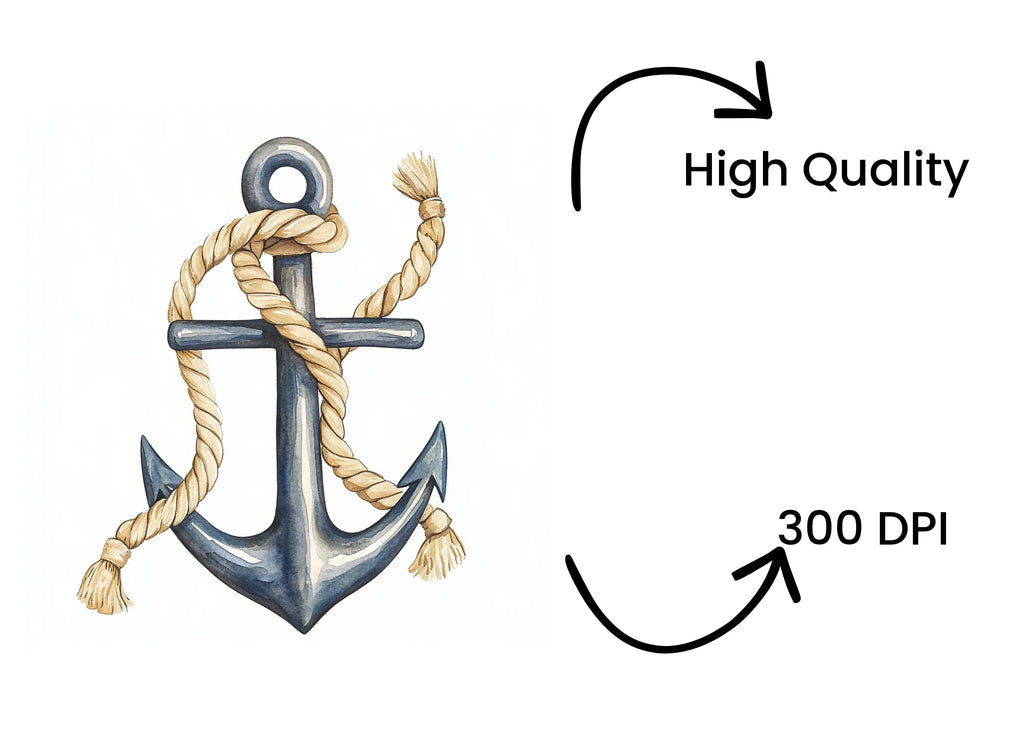 Nautical Anchor with Rope Clipart Bundle