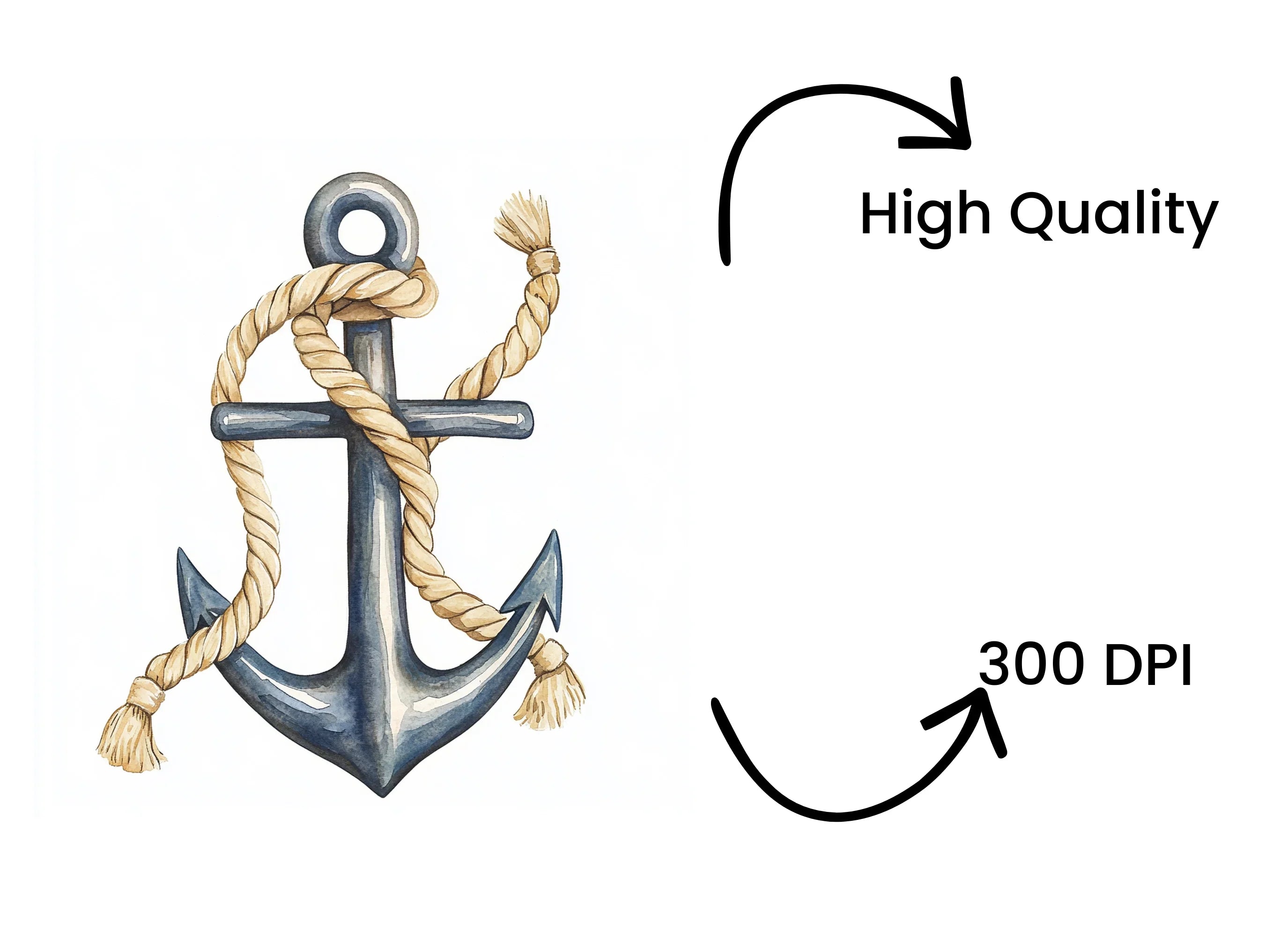 Nautical Anchor with Rope Clipart Bundle