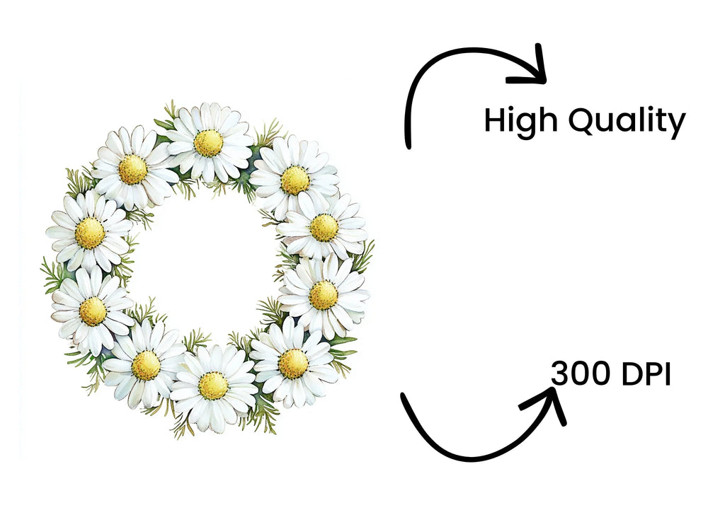 Daisy Wreath Clipart Bundle
