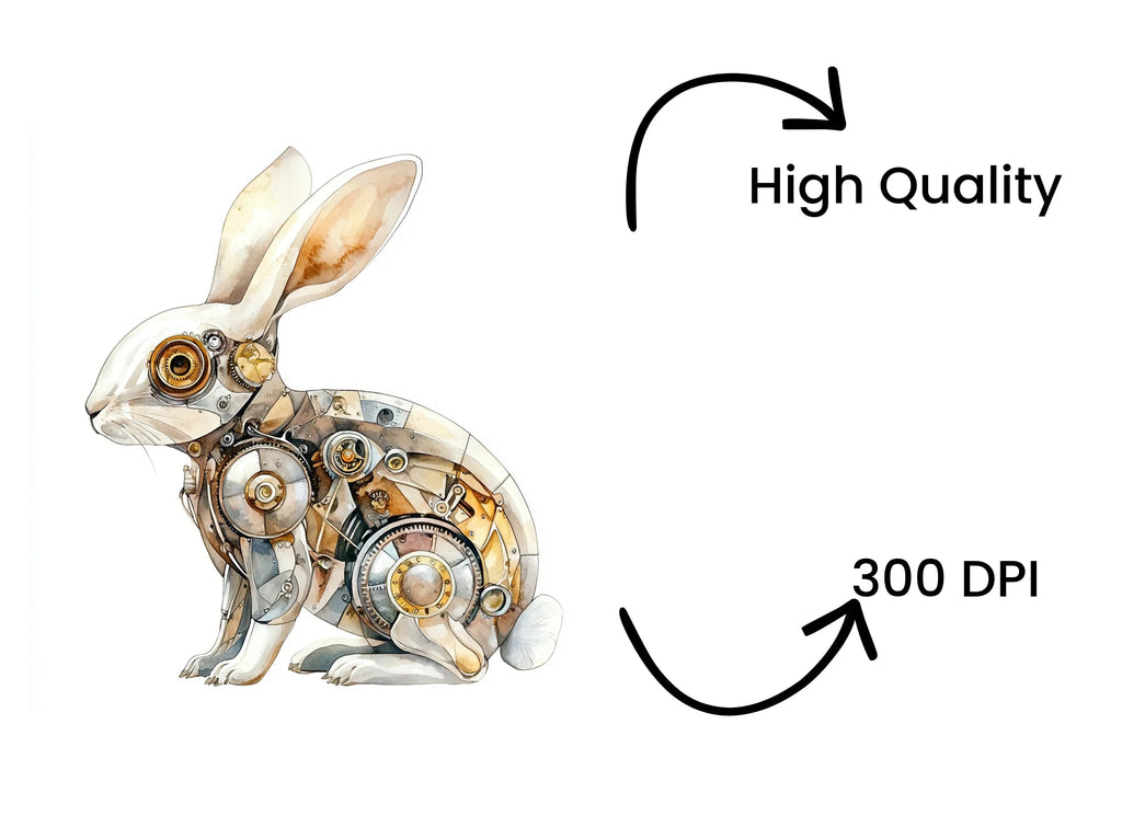 Rustic Steampunk Rabbit Clipart Bundle
