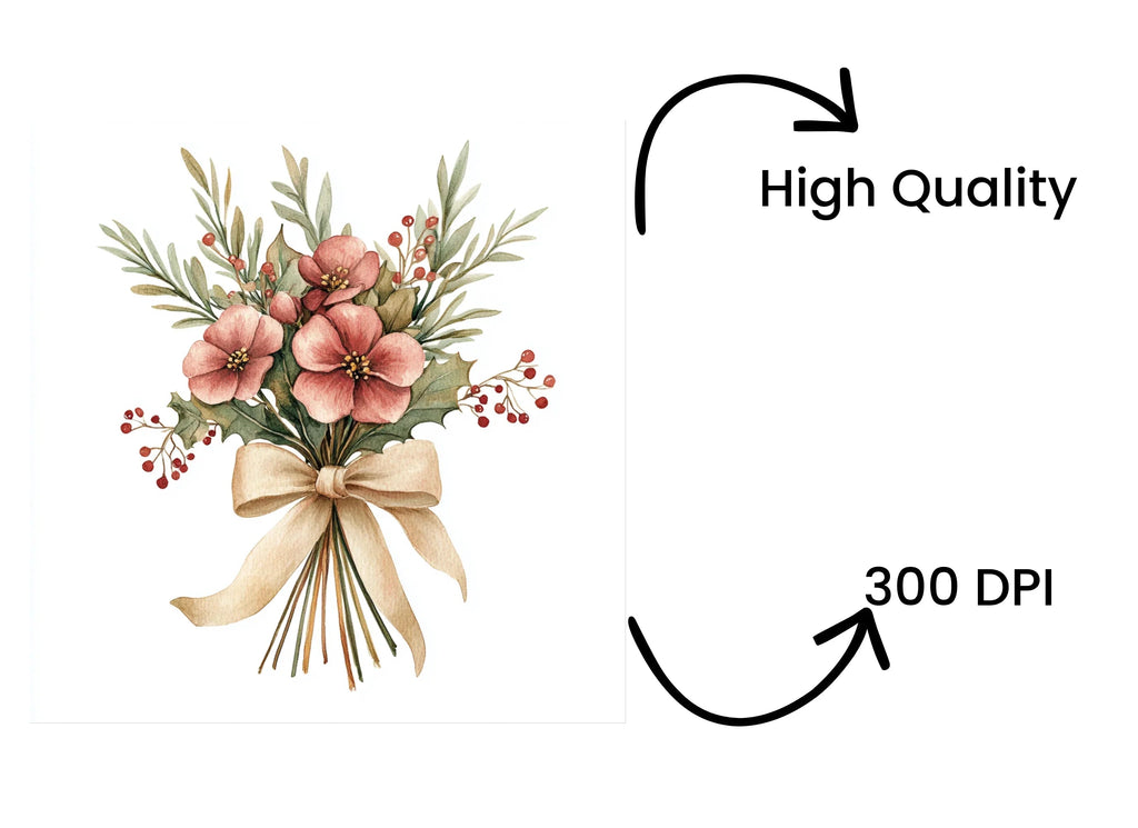 Christmas Floral Bouquets Clipart Bundle