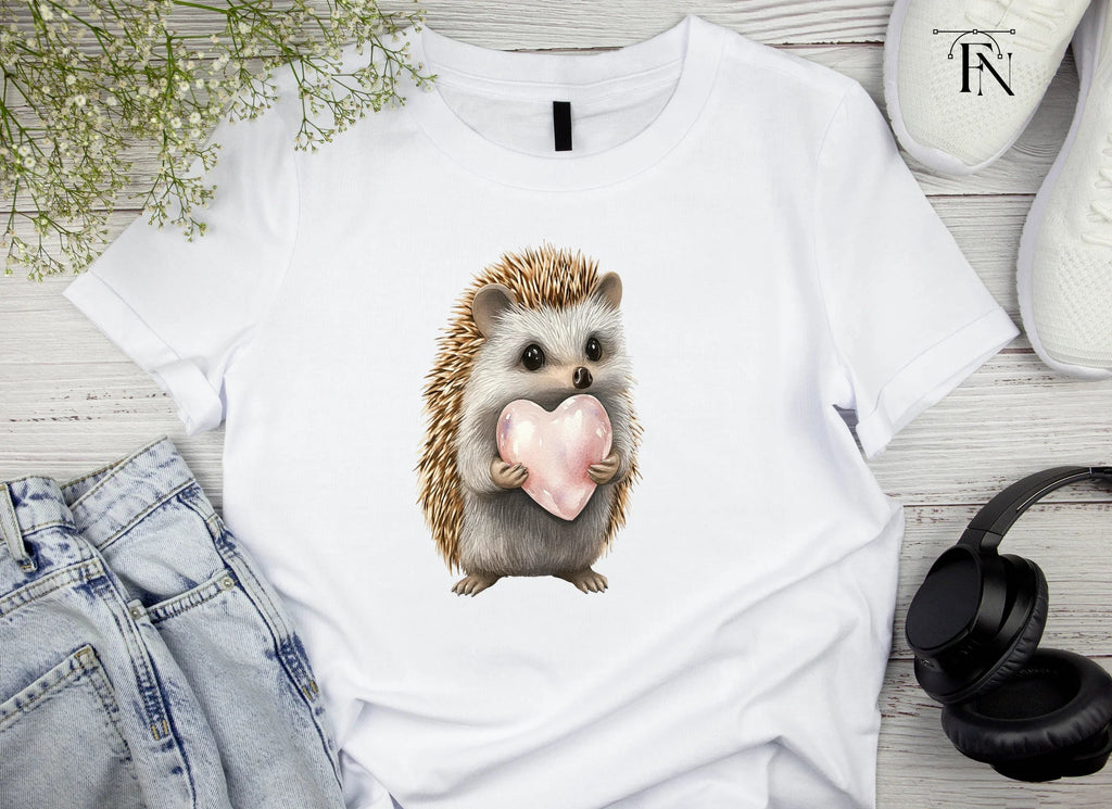 Hedgehogs Holding Pink Hearts Clipart Bundle